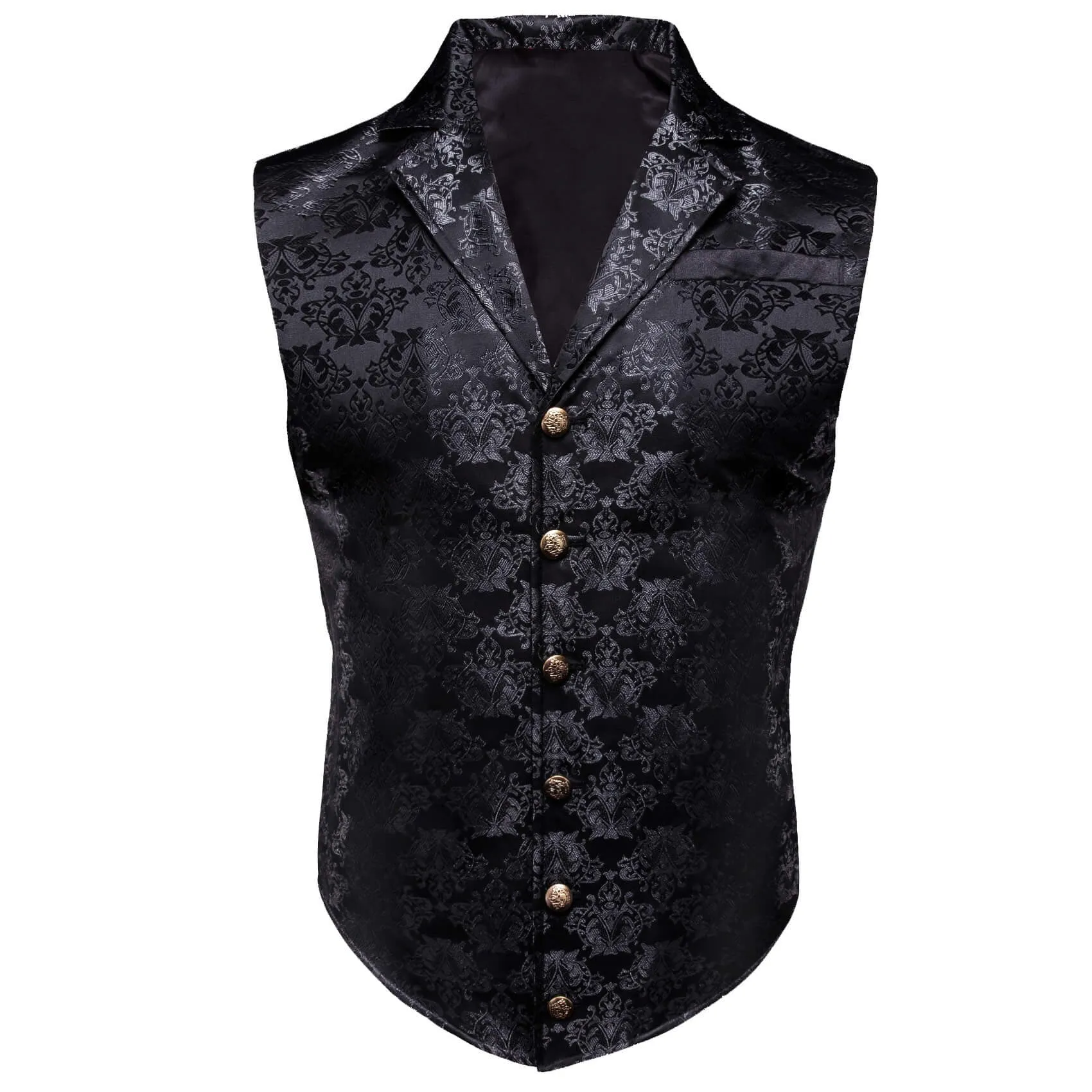 Ties2you Men's Vest Silver Black Woven Floral Silk Waistcoat Suit Vest sold by Ties2You