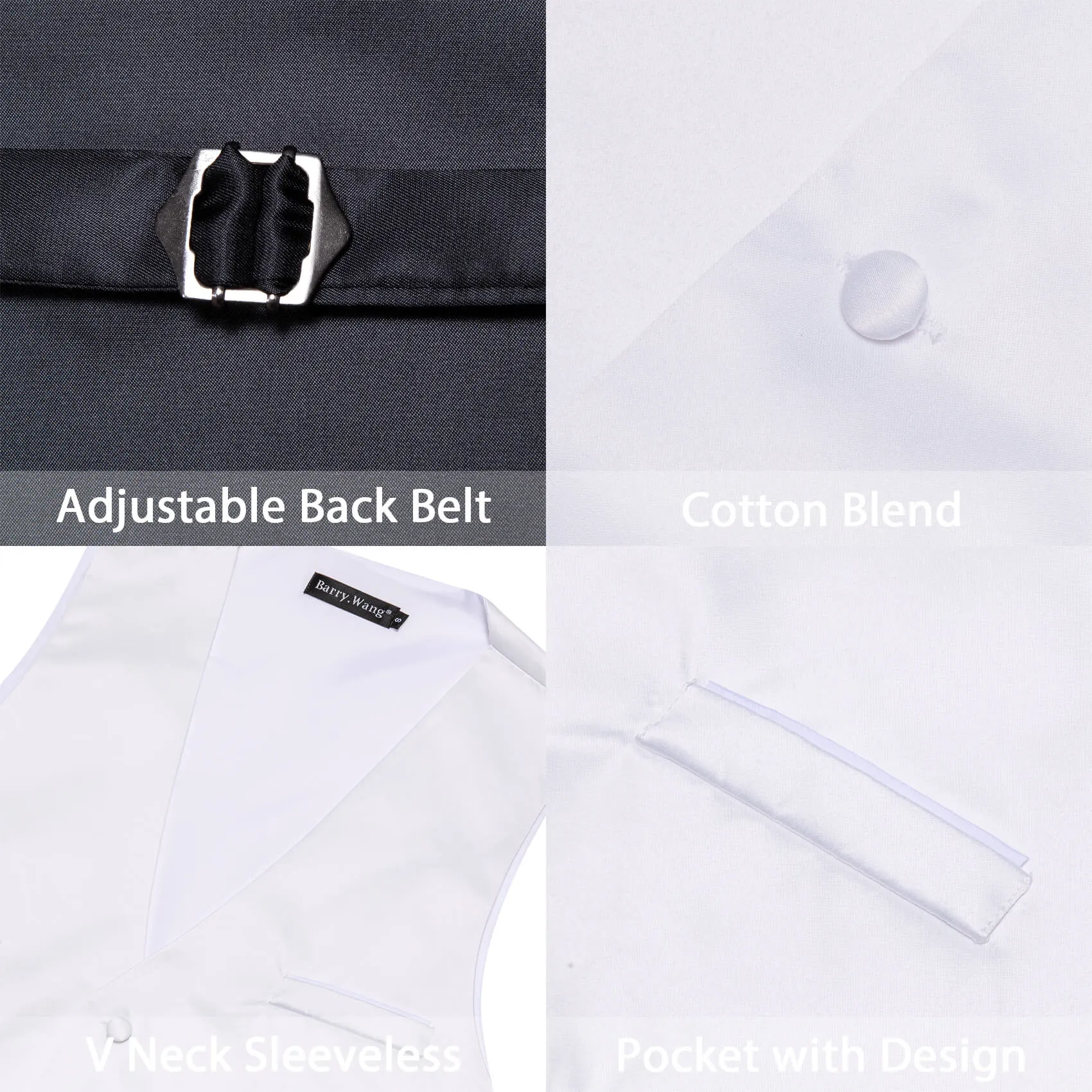 Ties2you Men's Work Vest Ghost White Silk Suit Vest Business Waistcoat sold by Ties2You product image thumbnail 5