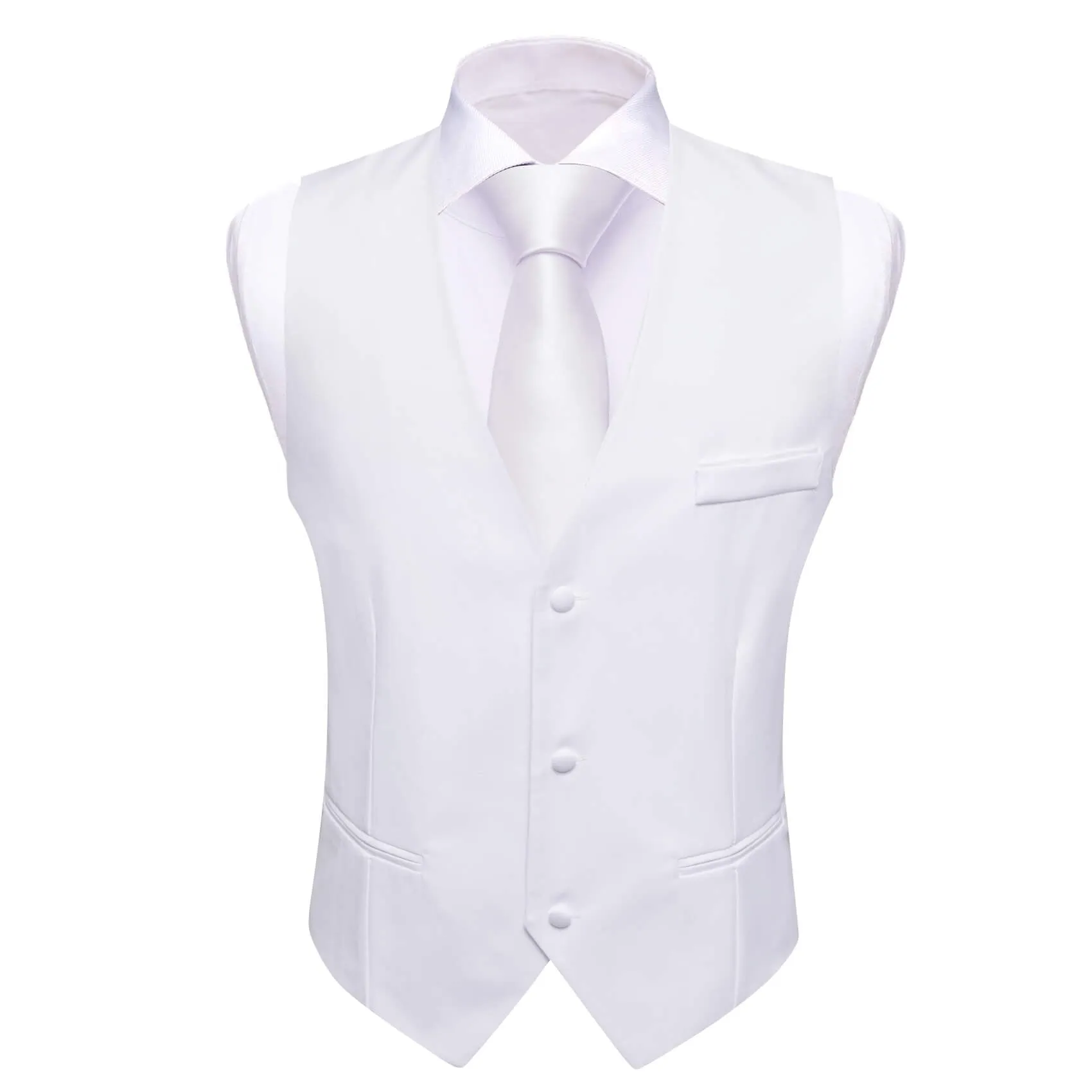 Ties2you Men's Work Vest Ghost White Silk Suit Vest Business Waistcoat sold by Ties2You product image thumbnail 2