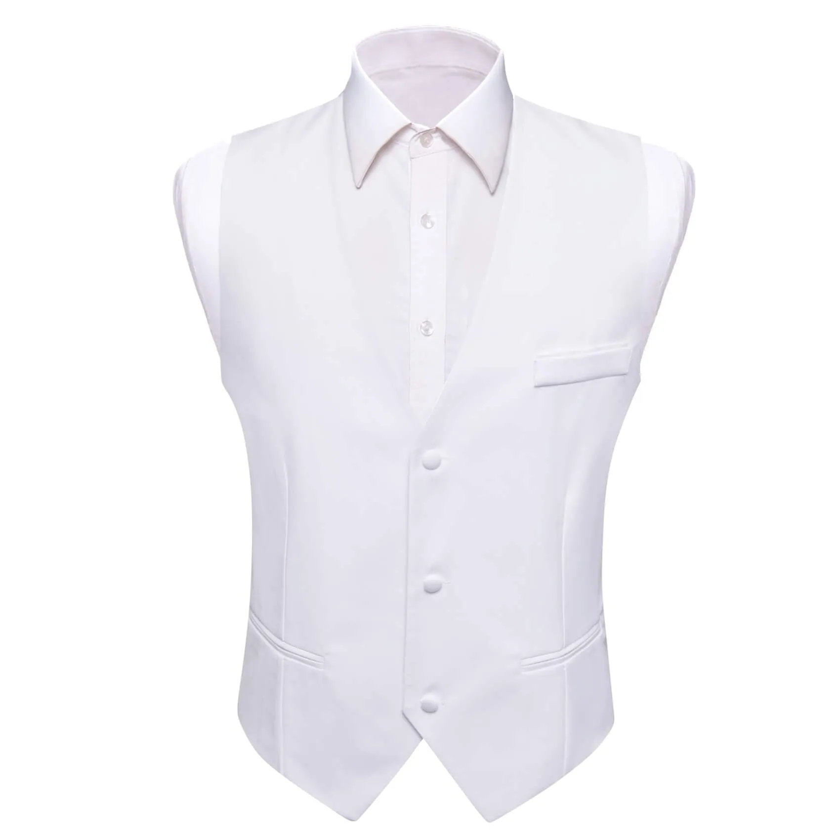 Ties2you Men's Work Vest Ghost White Silk Suit Vest Business Waistcoat sold by Ties2You