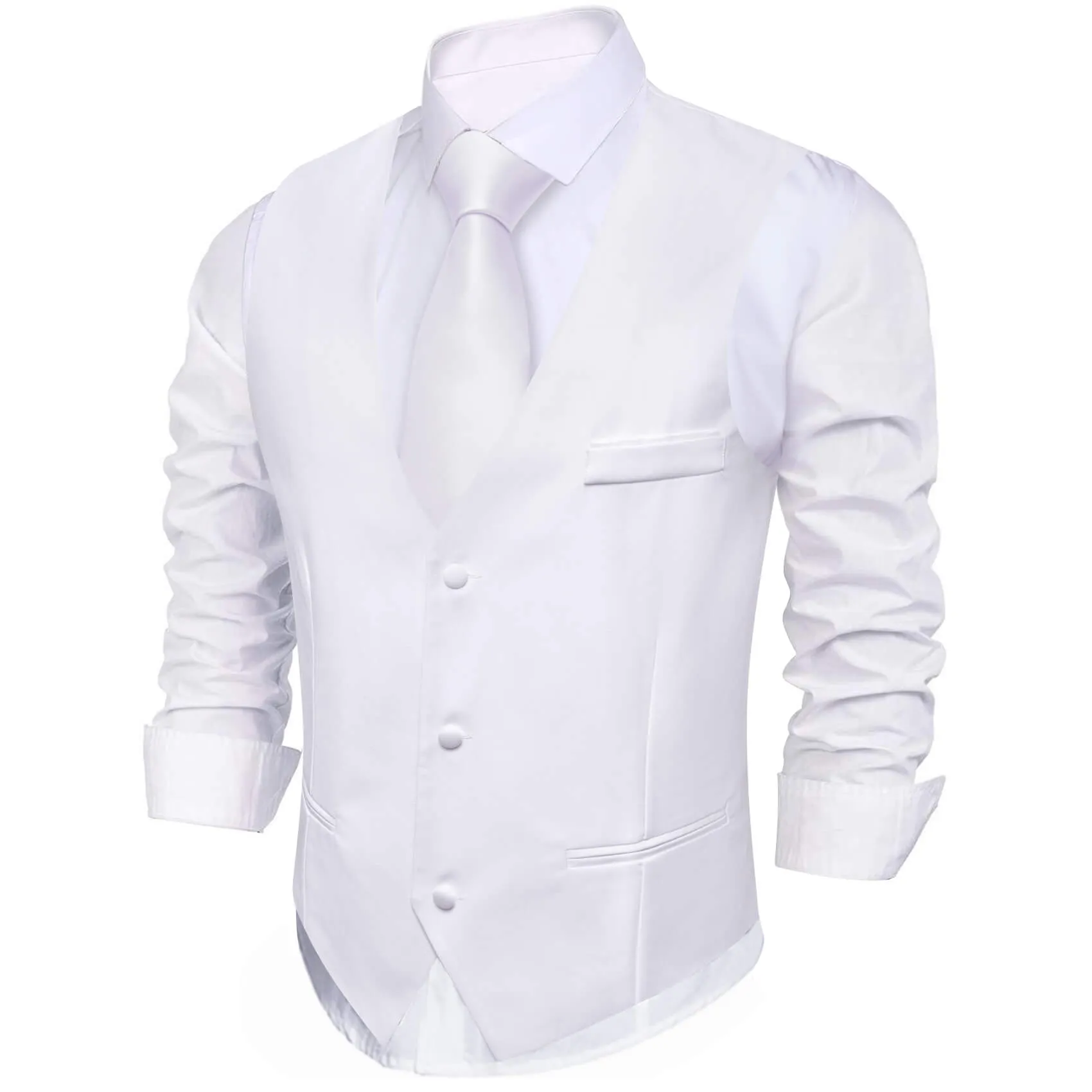 Ties2you Men's Work Vest Ghost White Silk Suit Vest Business Waistcoat sold by Ties2You product image thumbnail 3