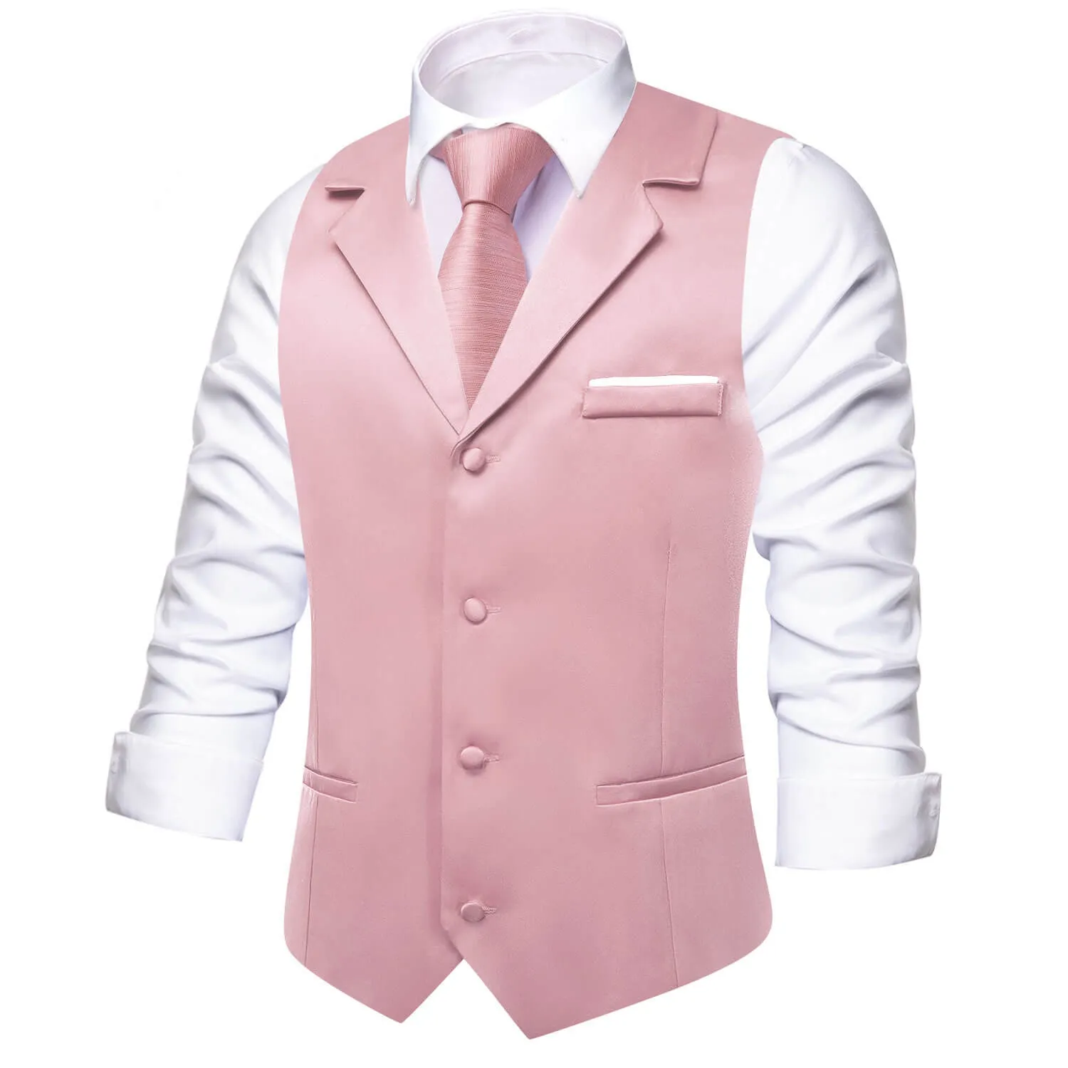 Ties2you Men's Work Vest Lemonade Pink Silk Suit Button Vest Business sold by Ties2You product image thumbnail 2