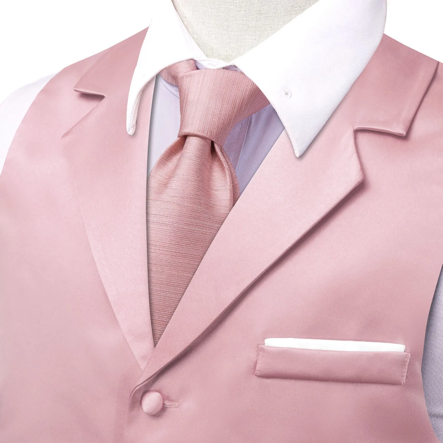 Ties2you Men's Work Vest Lemonade Pink Silk Suit Button Vest Business sold by Ties2You product image thumbnail 3