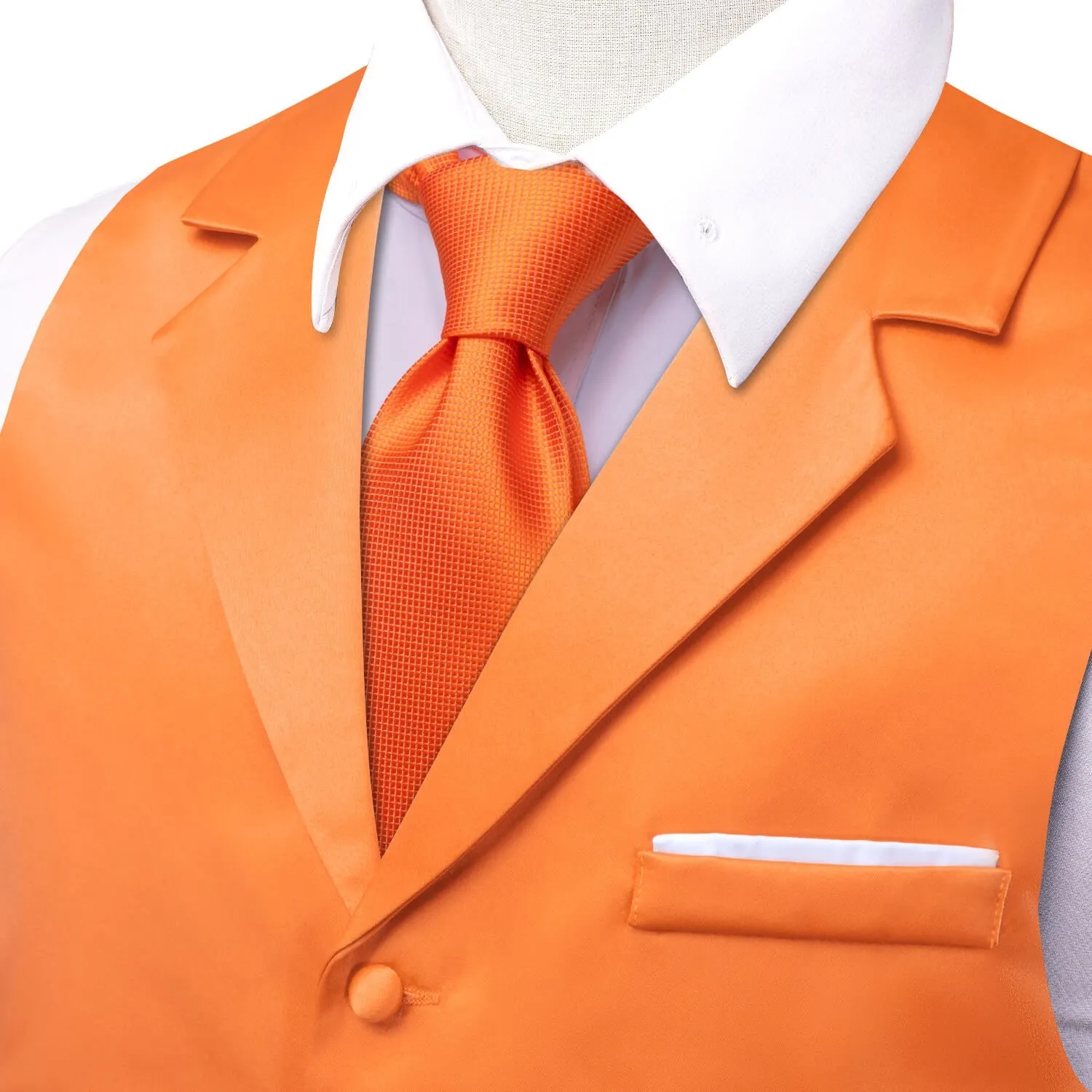 Ties2you Men's Vest Coral Orange Solid Silk Suit Vest Business sold by Ties2You product image thumbnail 3