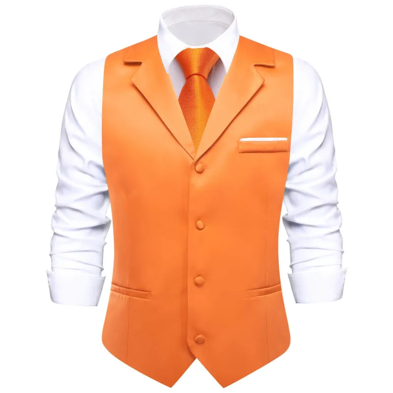Ties2you Men's Vest Coral Orange Solid Silk Suit Vest Business sold by Ties2You