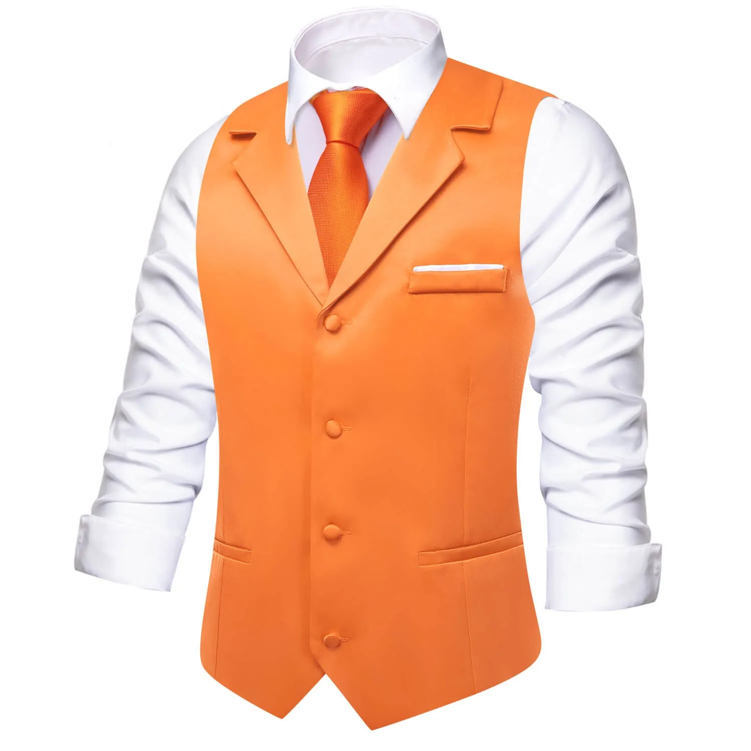 Ties2you Men's Vest Coral Orange Solid Silk Suit Vest Business sold by Ties2You product image thumbnail 2