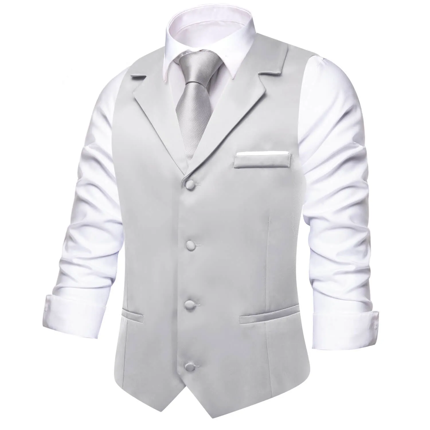 Ties2you Men's Work Vest Mercury Grey Solid Silk Suit Vest Business sold by Ties2You product image thumbnail 2
