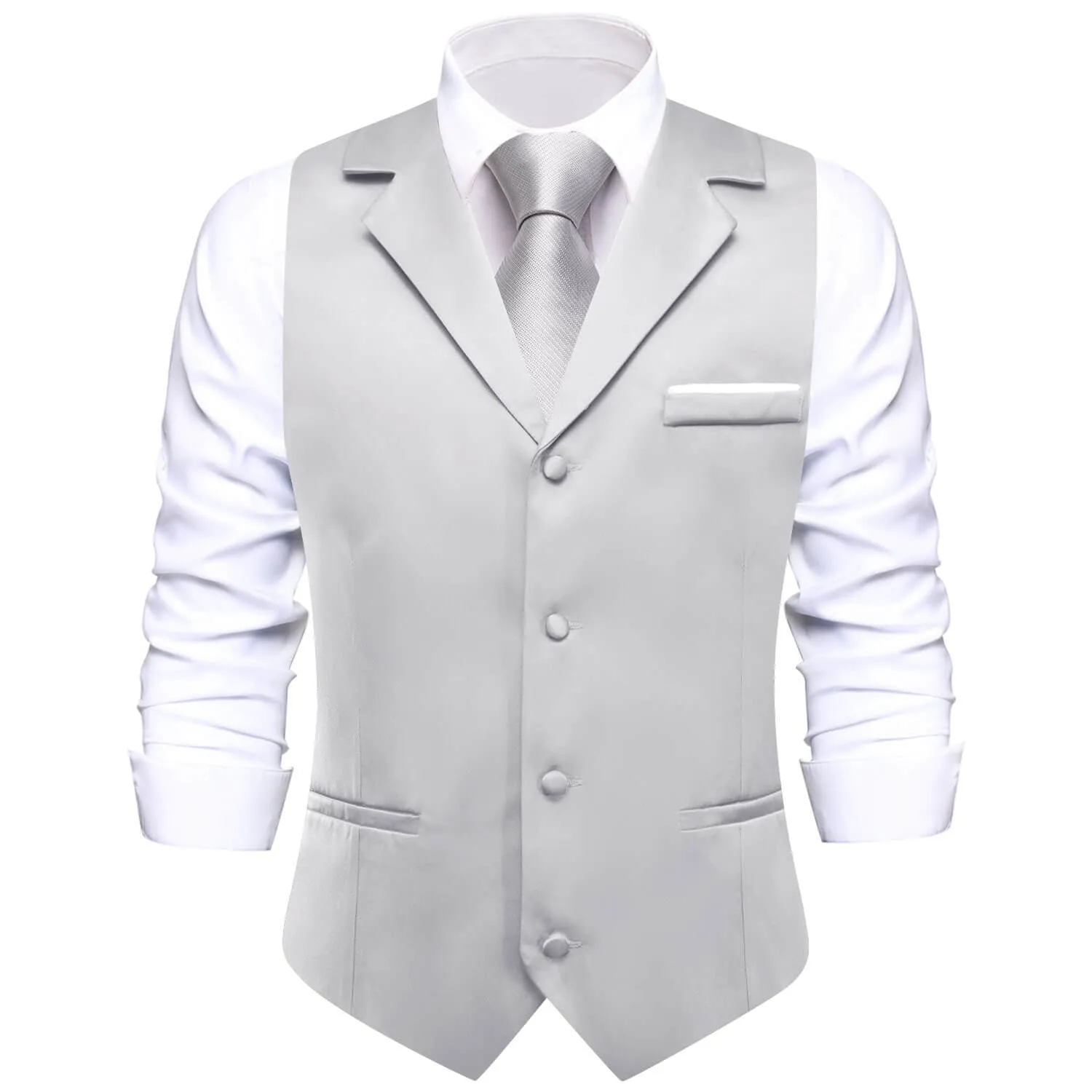Ties2you Men's Work Vest Mercury Grey Solid Silk Suit Vest Business sold by Ties2You