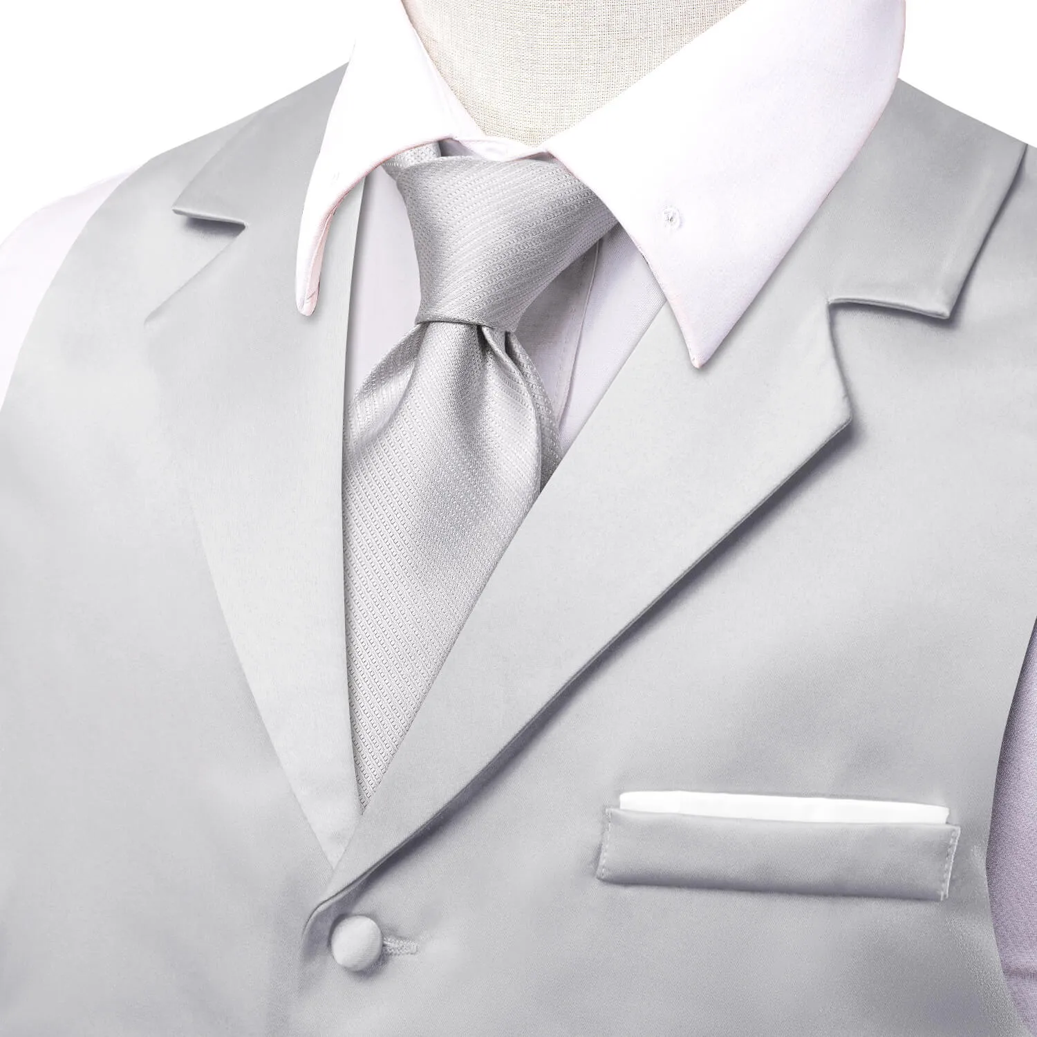 Ties2you Men's Work Vest Mercury Grey Solid Silk Suit Vest Business sold by Ties2You product image thumbnail 3