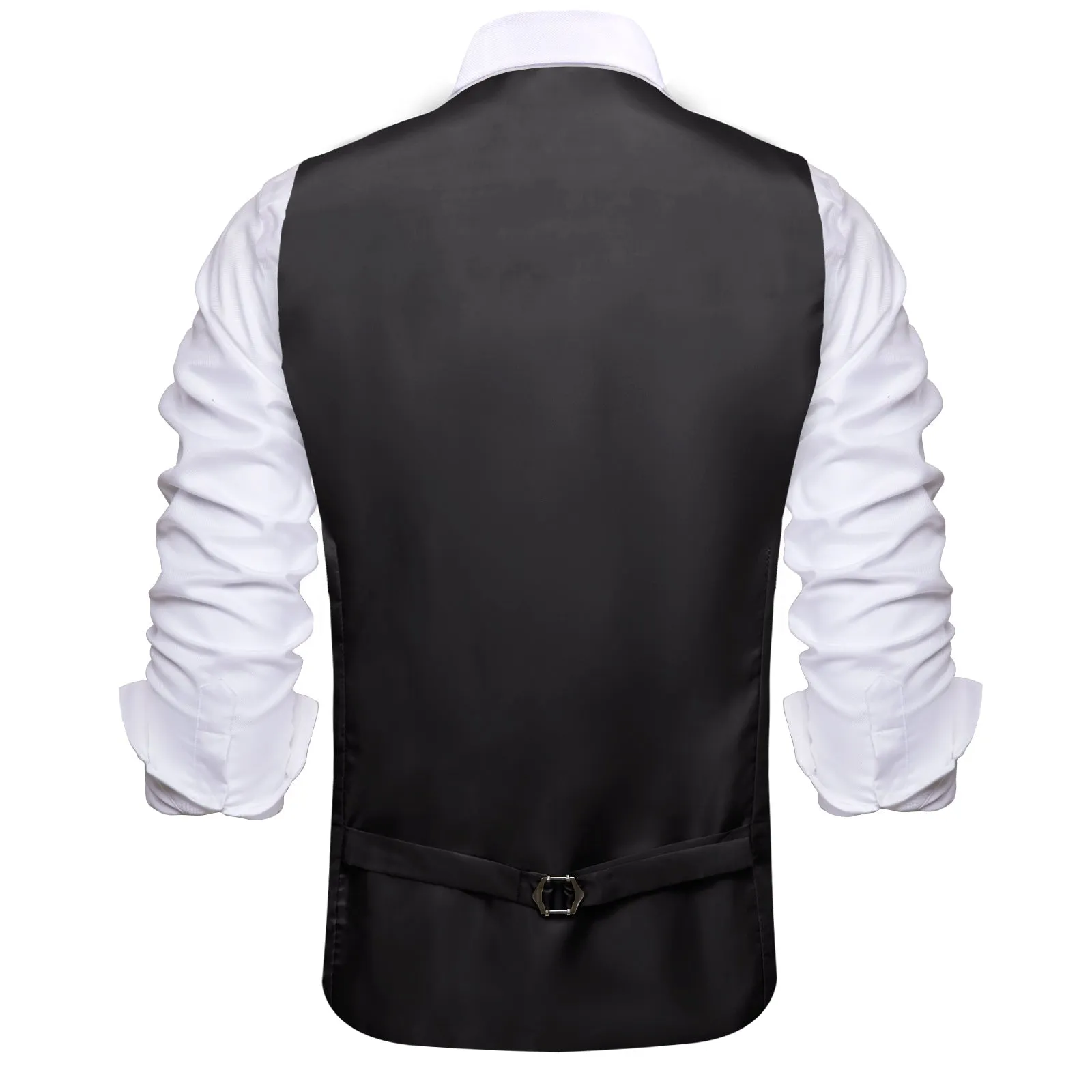 Ties2you Men's Work Vest Black Solid Silk Vest Suit Waistcoat Business sold by Ties2You product image thumbnail 4
