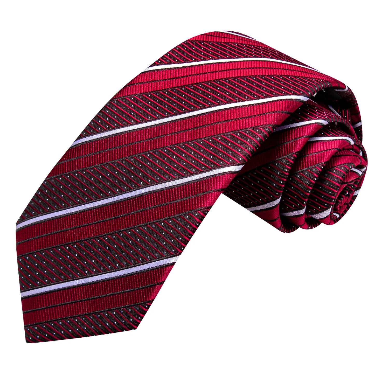 Ties2you Striped Tie Red White Silk Men's Tie Hanky Cufflinks Set sold by Ties2You product image thumbnail 4