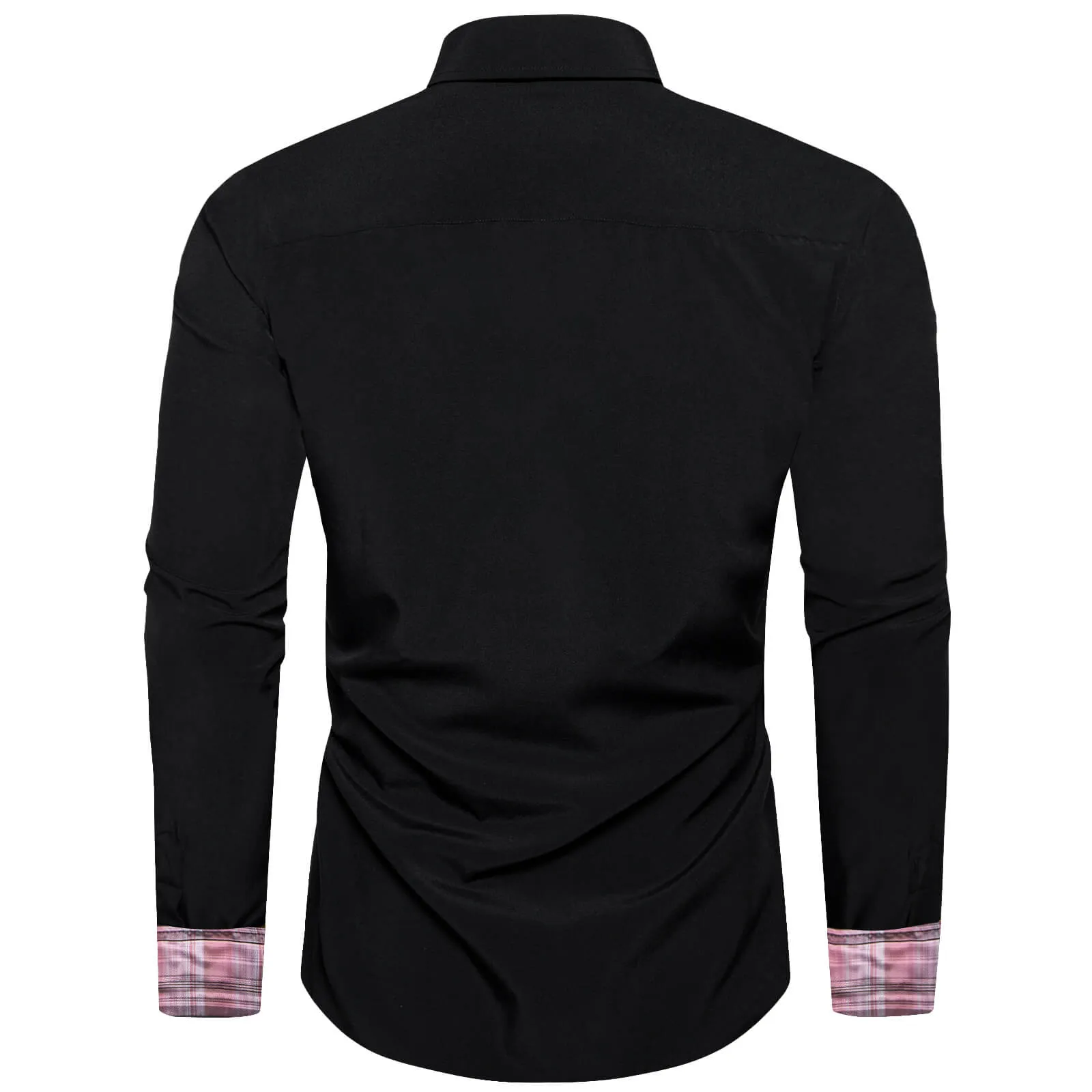 Ties2you Black Pink Splicing Shirt Mens Silk Long Sleeve Button Down Business Shirt sold by Ties2You product image thumbnail 3