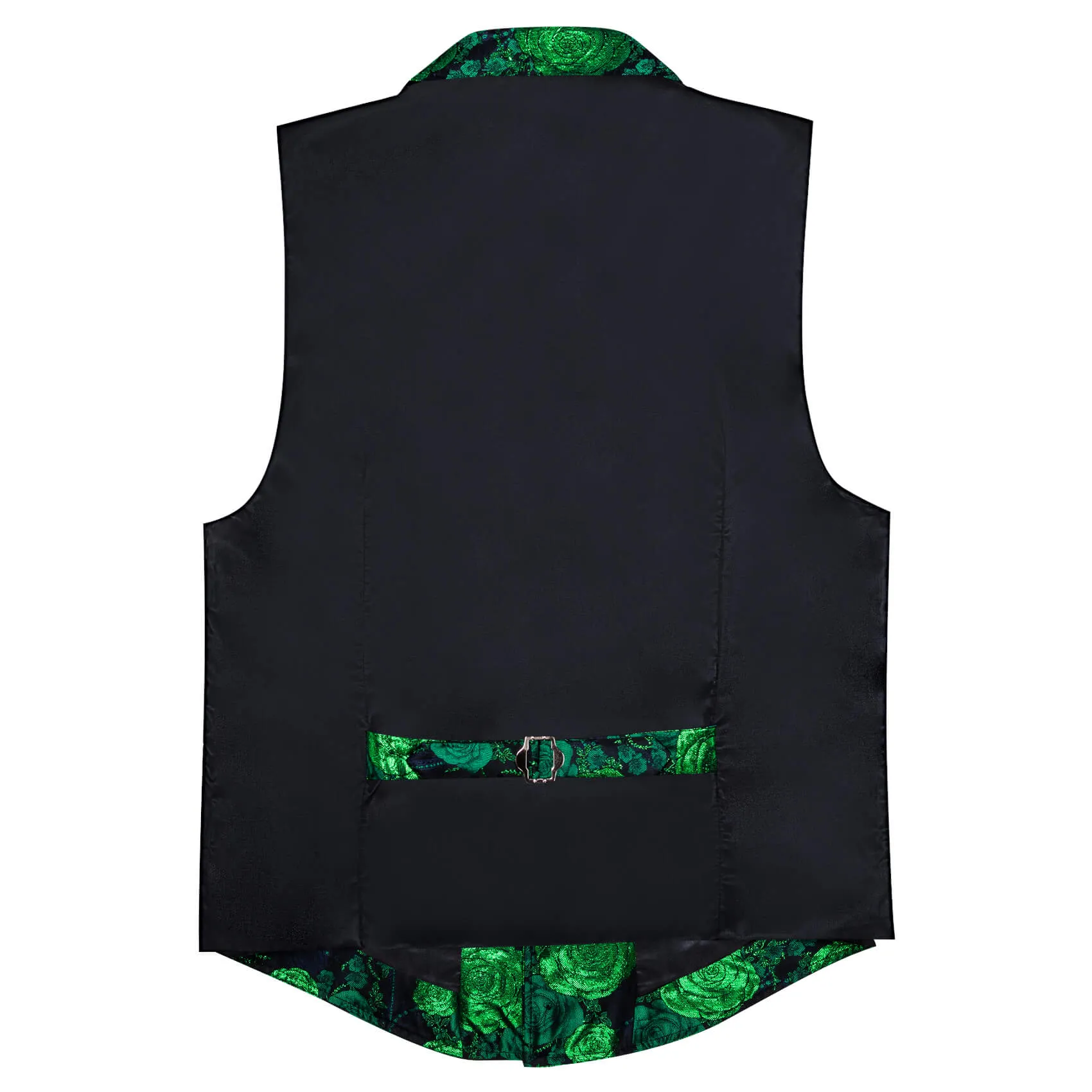 Ties2you Men's Casual Vest Green Woven Floral Silk Notch Collar Vest sold by Ties2You product image thumbnail 4