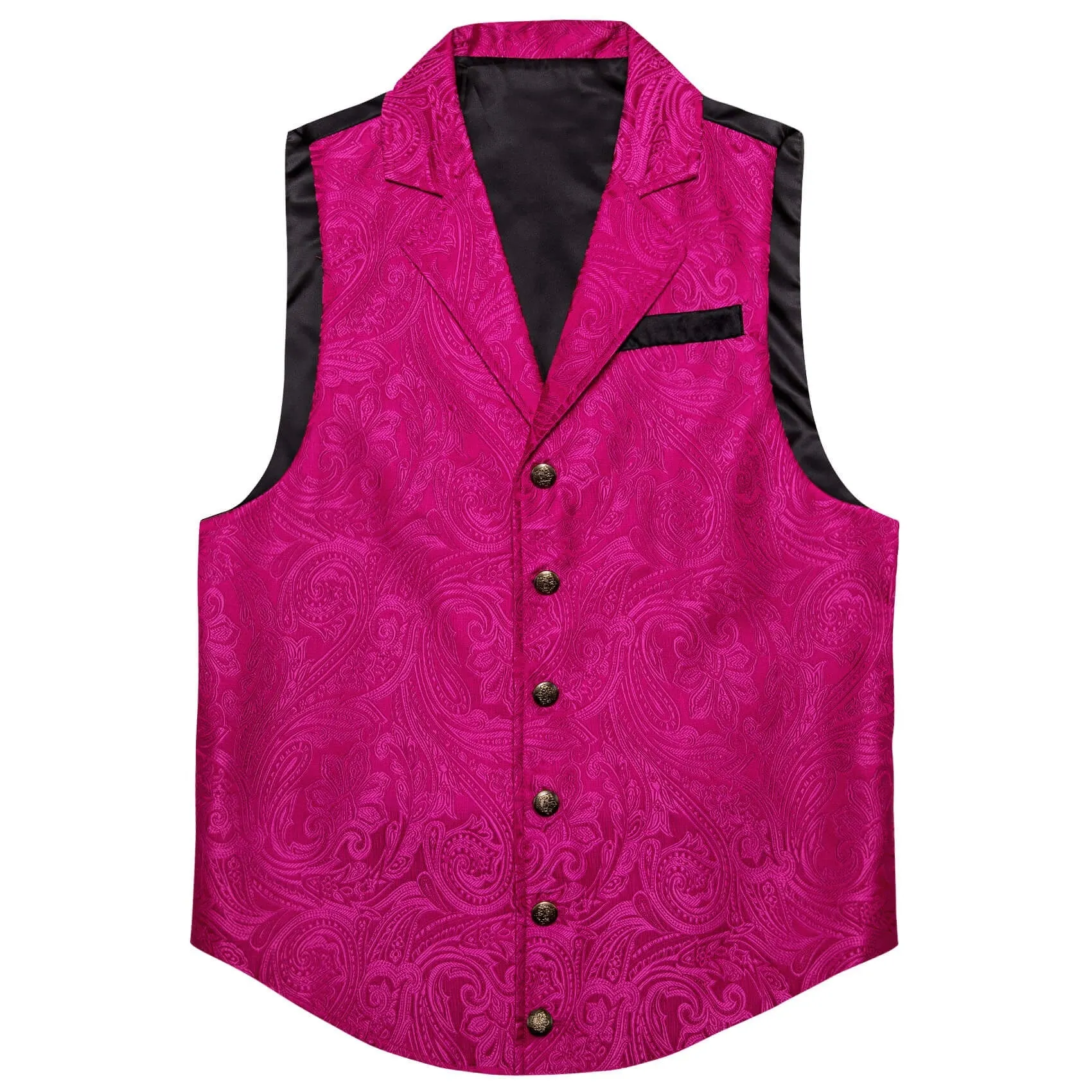 Ties2you Men's Suit Vest Hot Pink Floral Silk Notched Collar Vest sold by Ties2You product image thumbnail 3