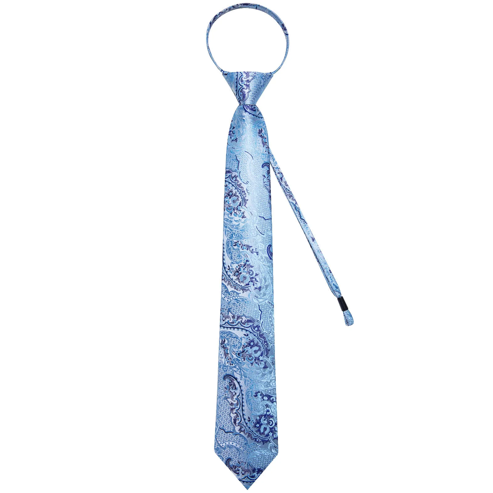 Ties2you Easy-pull Tie Blue Jacquard Woven Floral Men's Silk Tie Set sold by Ties2You product image thumbnail 4