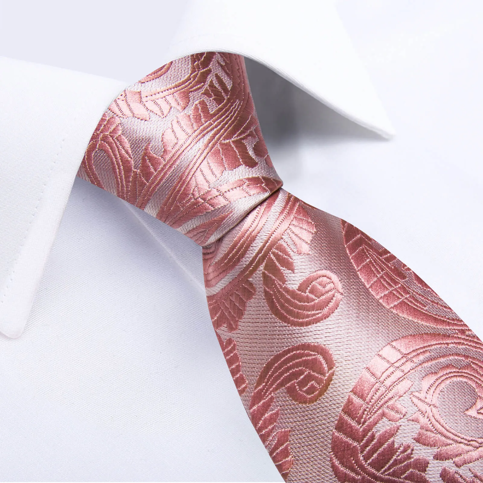 Ties2you Zipper Tie Rose Gold Woven Paisley Pre-tied Tie Necktie Set sold by Ties2You product image thumbnail 2
