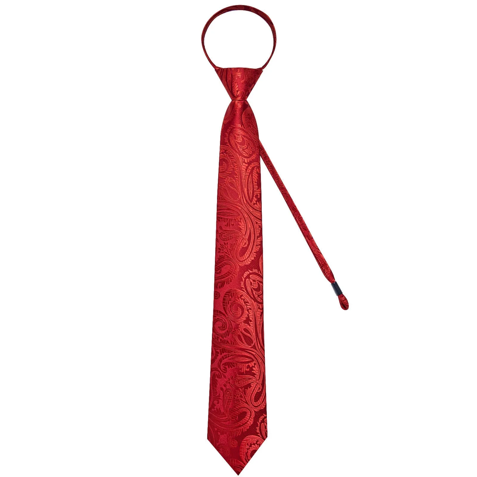 Ties2you Red Tie Paisley Men's Silk Easy-pull Tie Pocket Square Cufflinks Set sold by Ties2You product image thumbnail 4