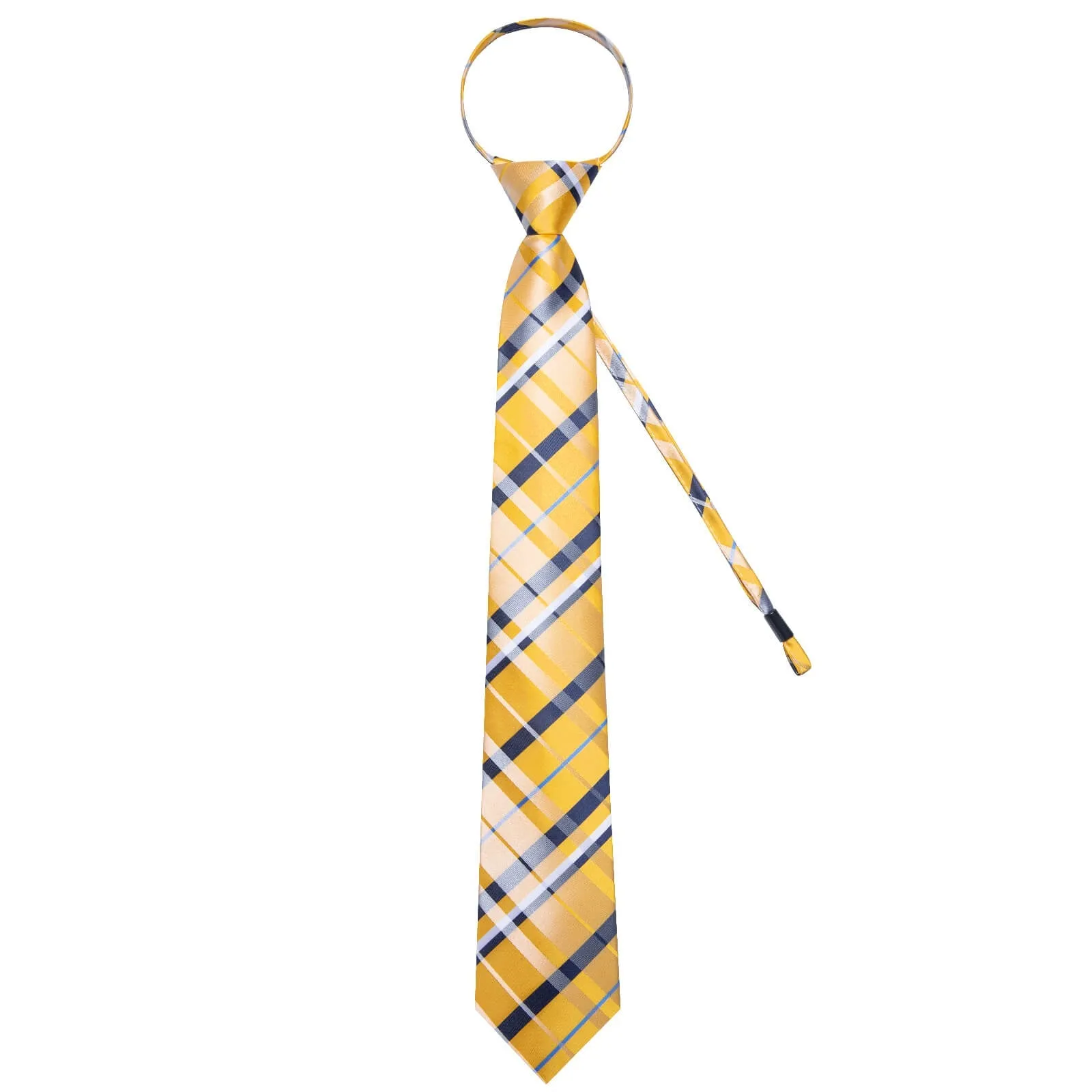 Ties2you Bucket Tie Yellow Black White Woven Plaid Men's Silk Tie Set sold by Ties2You product image thumbnail 4