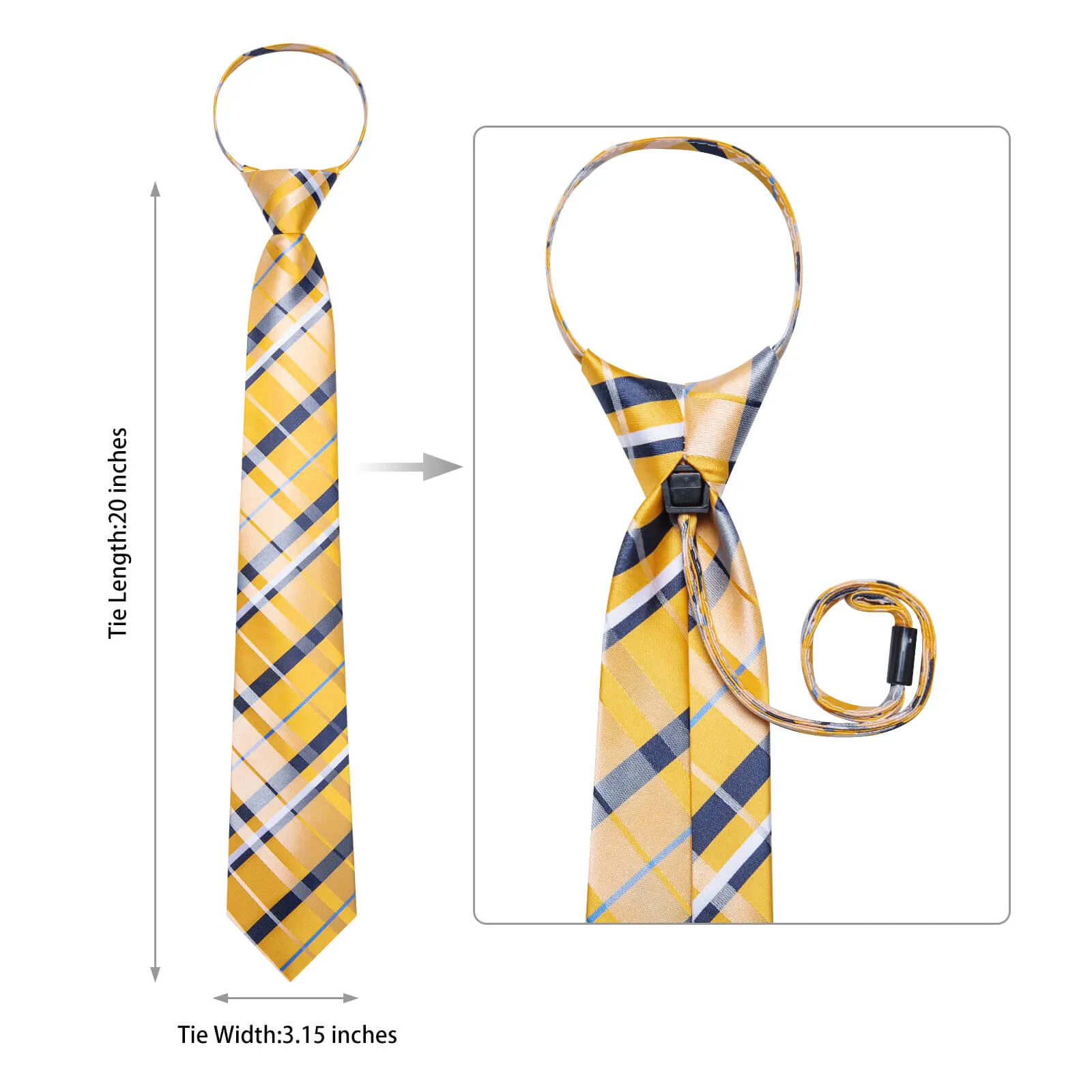 Ties2you Bucket Tie Yellow Black White Woven Plaid Men's Silk Tie Set sold by Ties2You product image thumbnail 5