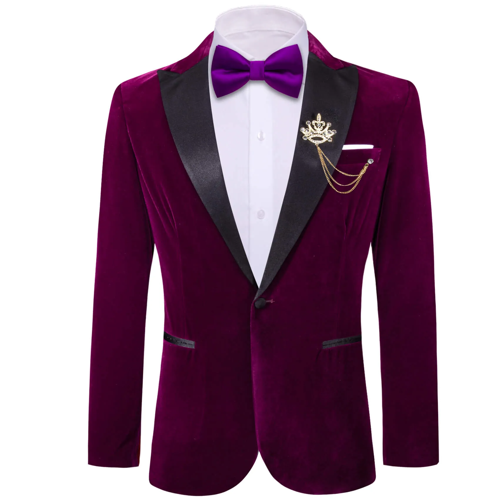 Ties2you Men's Suit Plum Purple Solid Silk Peak Collar Suit Jacket sold by Ties2You