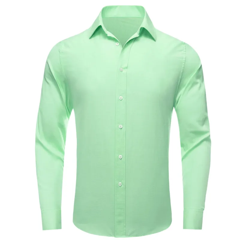 Ties2you Button Down Shirt Pale Green Solid Men's Silk Shirt sold by Ties2You