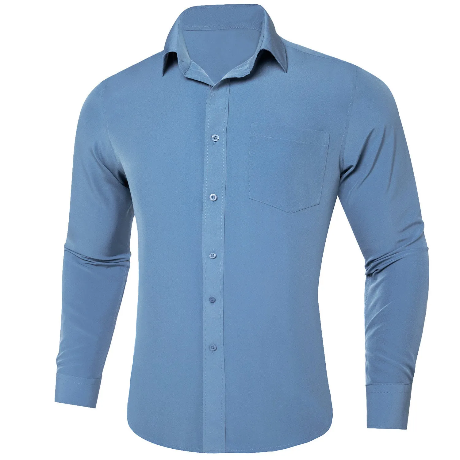 Ties2you Button Down Shirt Steel Blue Men's Silk Shirt sold by Ties2You product image thumbnail 2