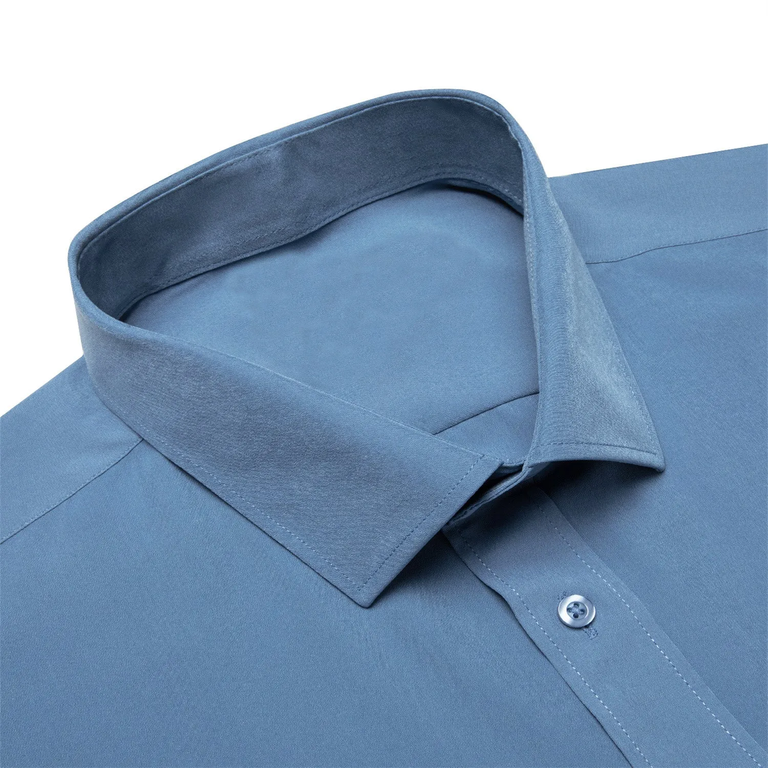 Ties2you Button Down Shirt Steel Blue Men's Silk Shirt sold by Ties2You product image thumbnail 3
