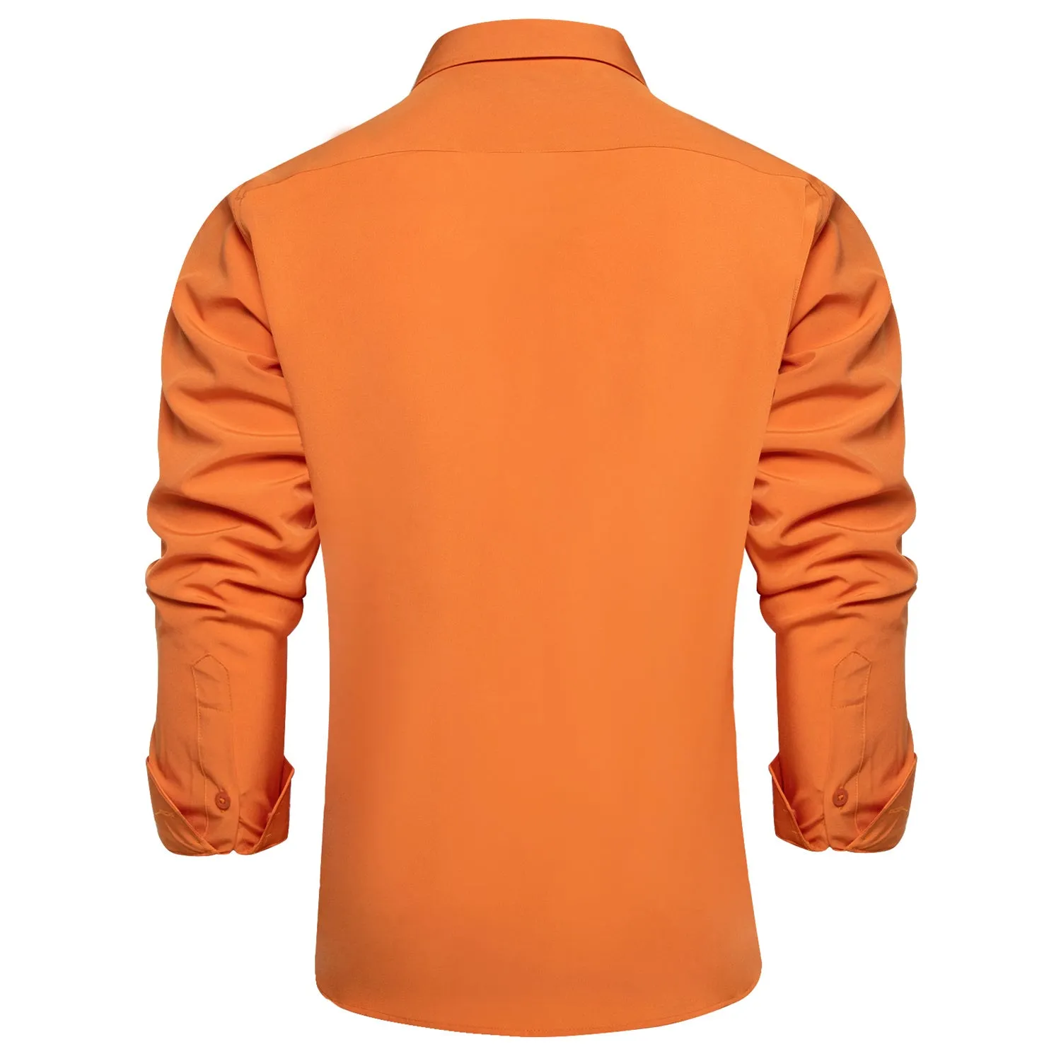 Ties2you Button Down Shirt Carrot Orange Solid Men's Silk Long Sleeve Shirt sold by Ties2You product image thumbnail 3