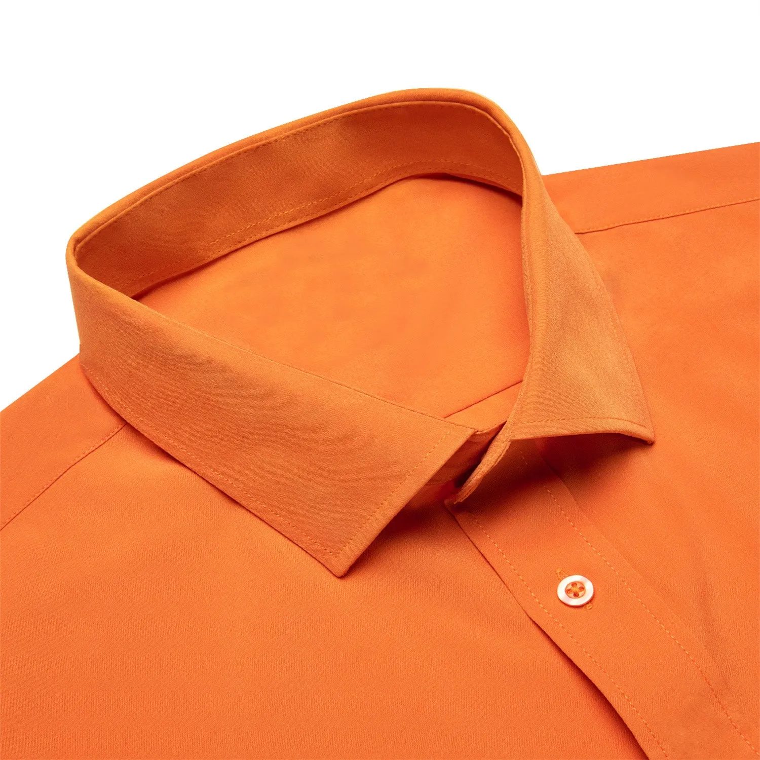 Ties2you Button Down Shirt Carrot Orange Solid Men's Silk Long Sleeve Shirt sold by Ties2You product image thumbnail 4
