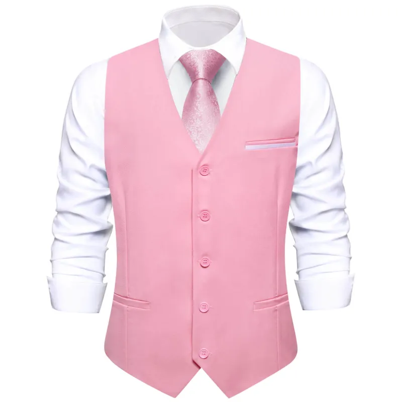 Ties2you Men's Work Vest Light Pink Solid Silk Vest Business Dress Suit sold by Ties2You