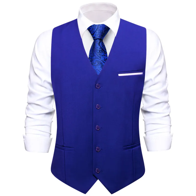 Ties2you Men's Formal Vest Cobalt Blue Solid Silk Vest sold by Ties2You