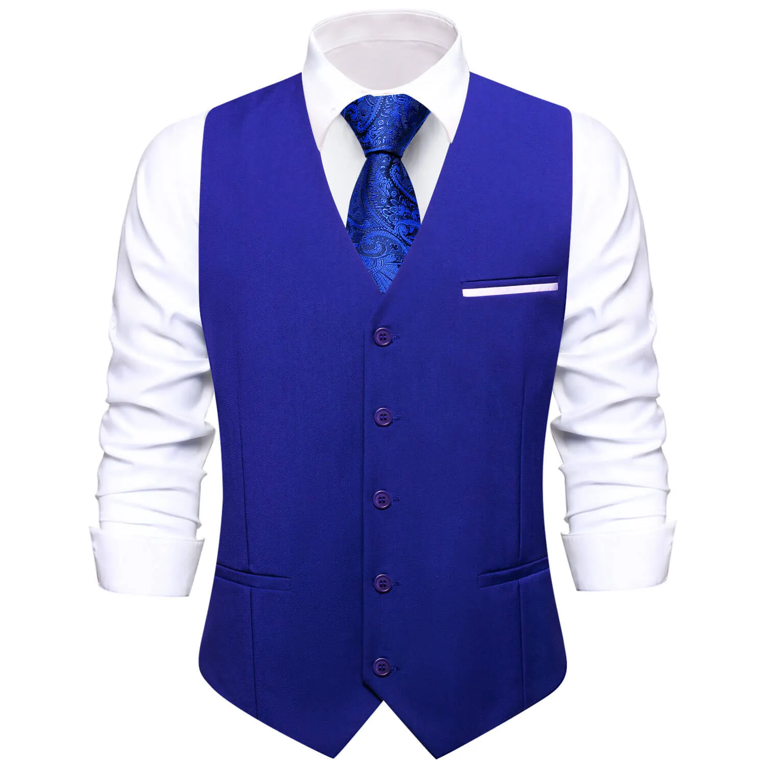Ties2you Men's Formal Vest Cobalt Blue Solid Silk Vest sold by Ties2You