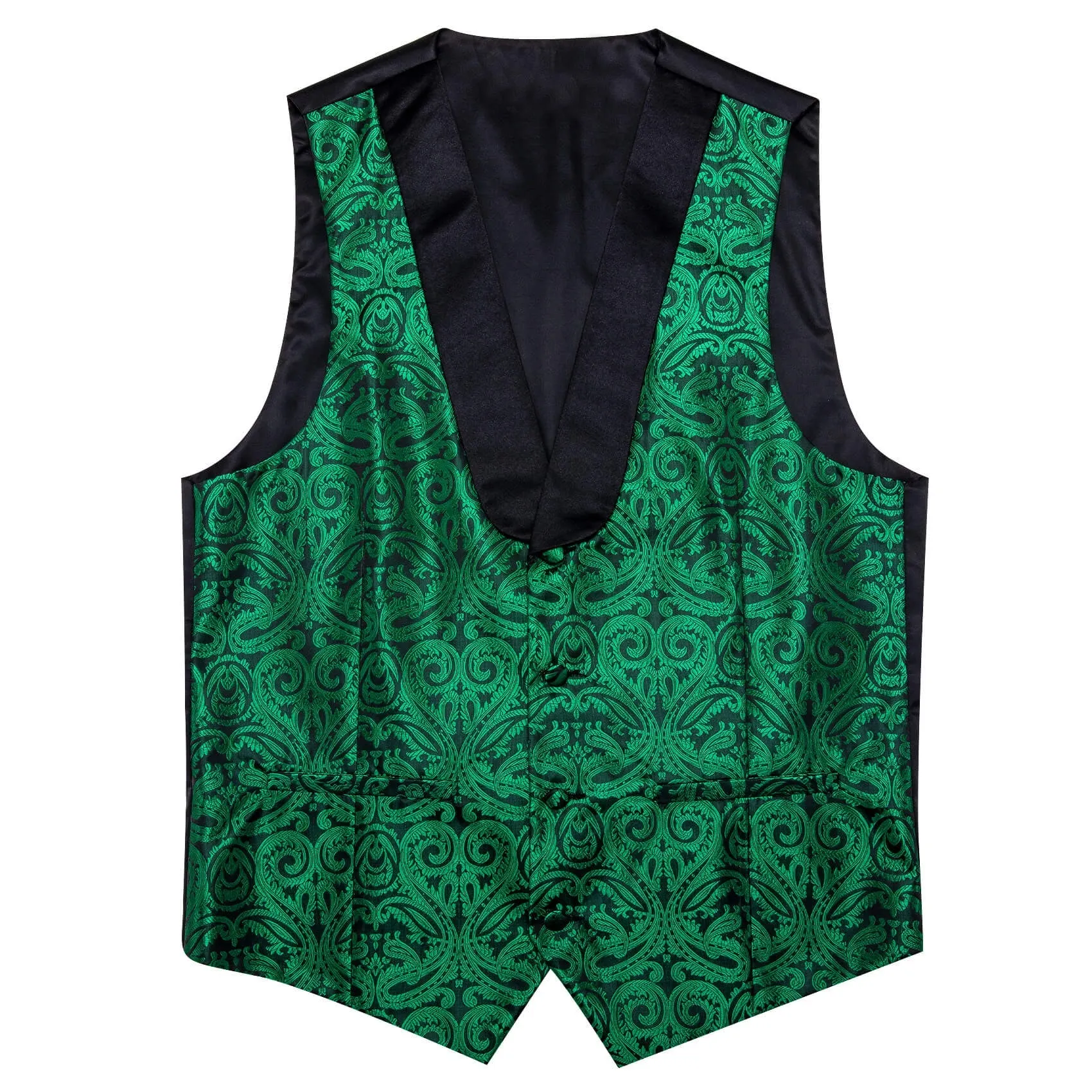 Ties2you Men's Vest Forest Green Paisley Shawl Collar Silk Vest Tie Set sold by Ties2You product image thumbnail 4