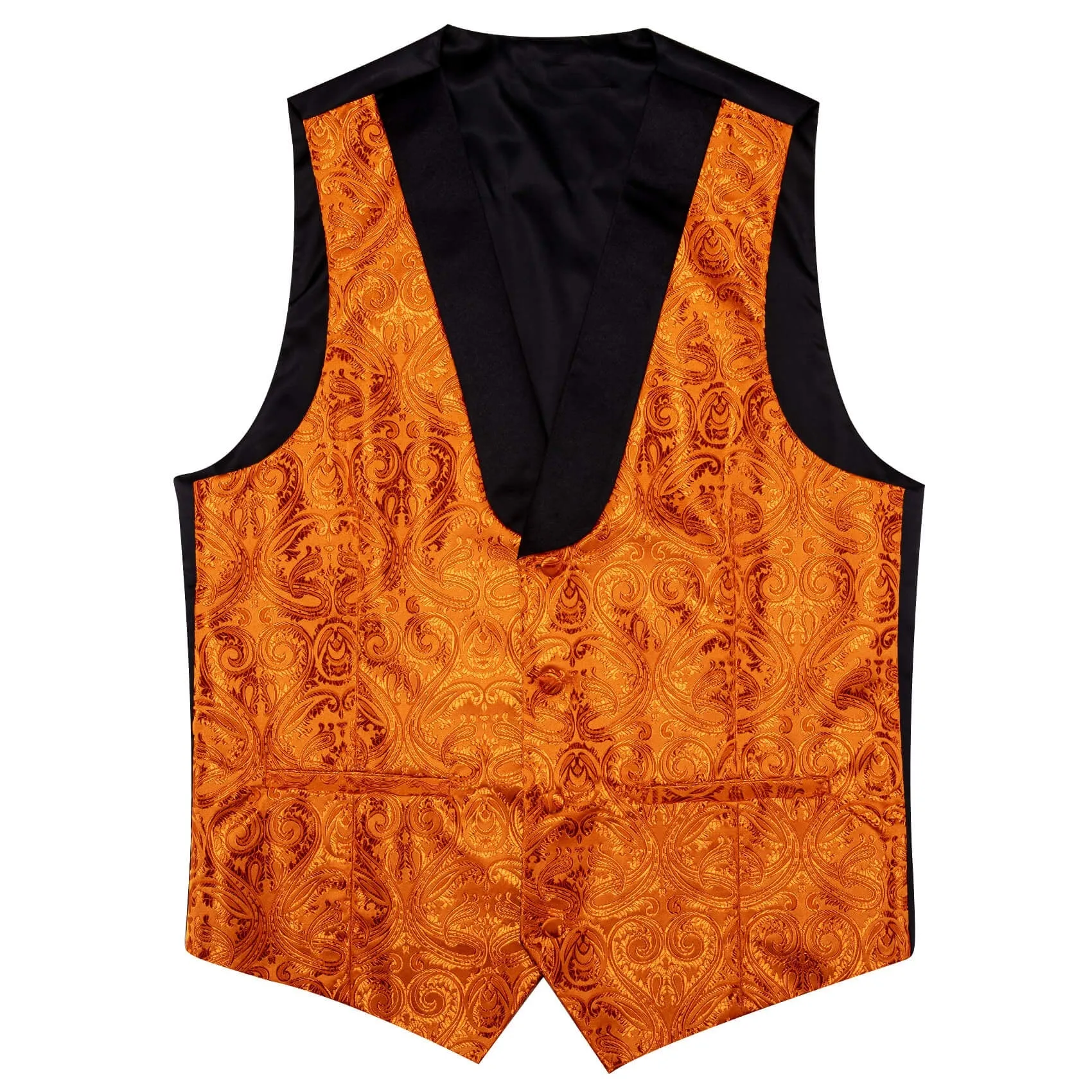 Ties2you Mens Shawl Collar Dress Vest Orange Paisley Suit Vest Tie Hanky Cufflinks Set sold by Ties2You product image thumbnail 4