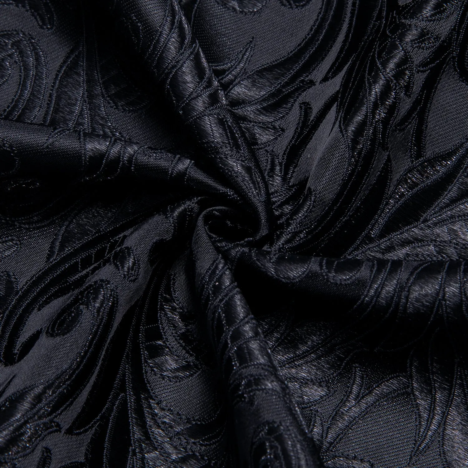 Ties2you Mens Black Dress Shirt Floral Silk Long Sleeve Button Down Shirt sold by Ties2You product image thumbnail 5