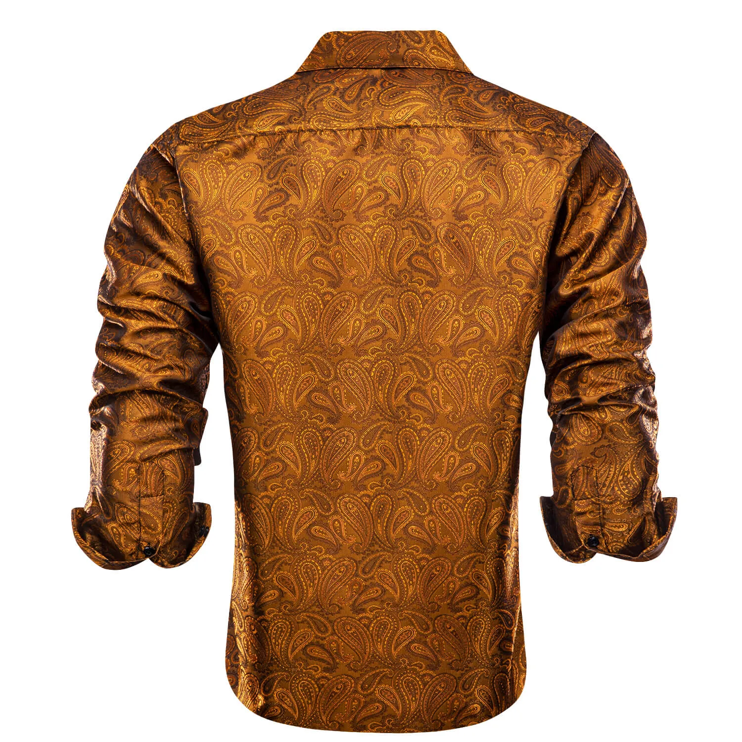 Ties2you Mens Marigold 70s Disco Shirt Paisley Long Sleeve Button Down Shirt sold by Ties2You product image thumbnail 3