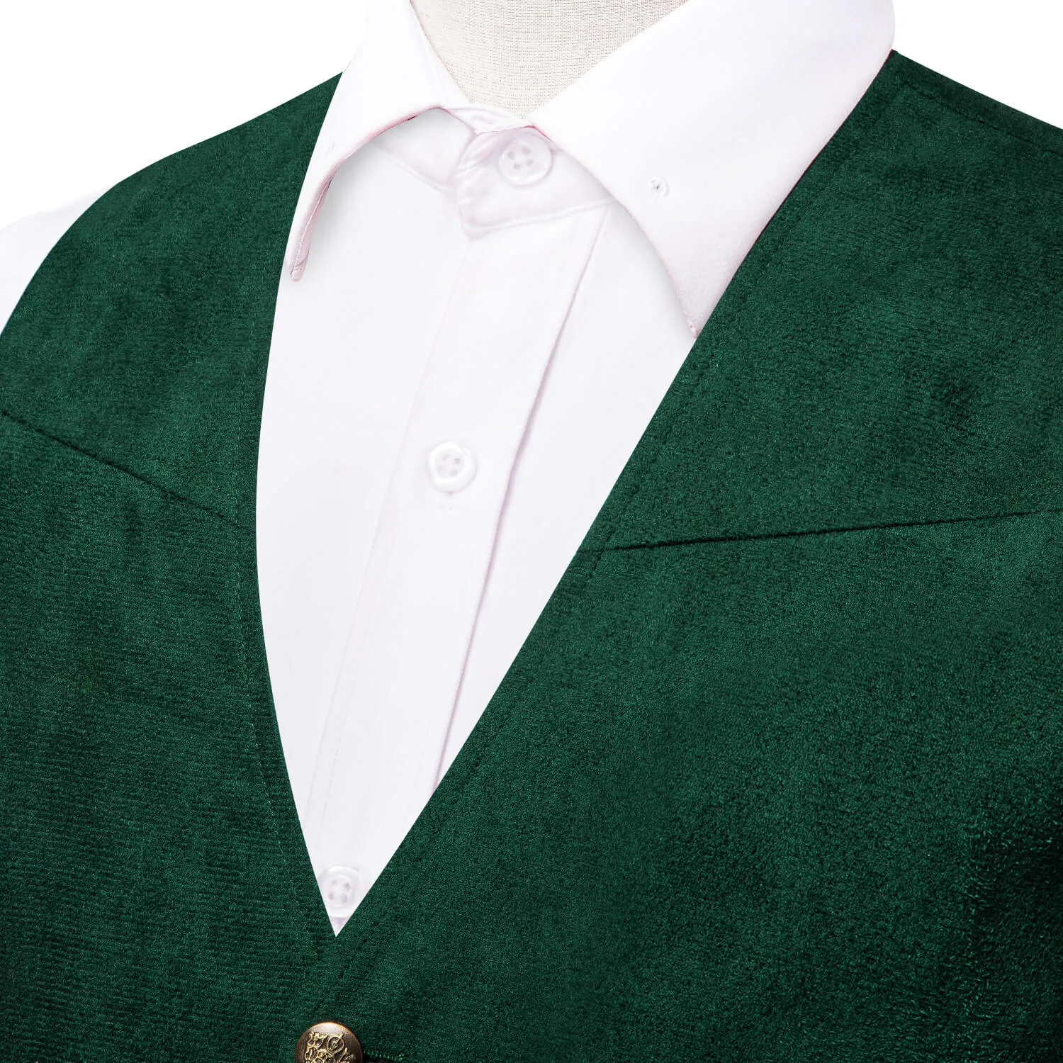 Ties2you Button Vest Dark Green Suede Solid Men's Single Vest Classic sold by Ties2You product image thumbnail 3