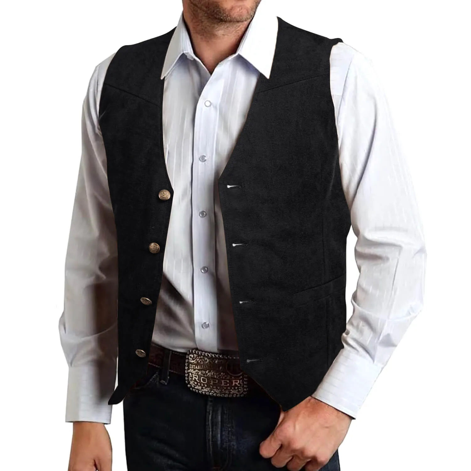 Ties2you Vest for Mens Black Suede Waistcoat Solid Single Vest Classic Hot sold by Ties2You product image thumbnail 2
