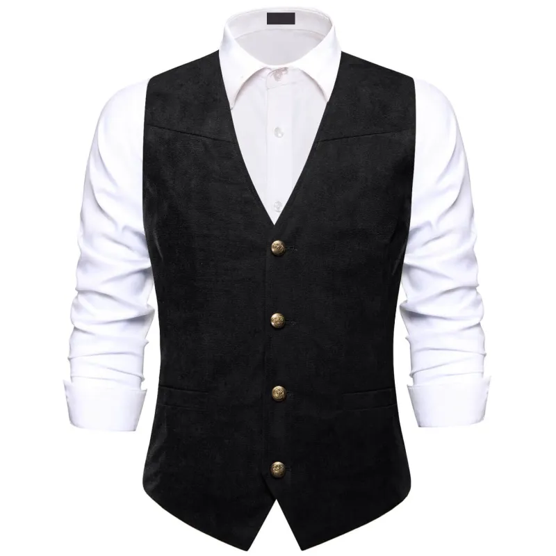 Ties2you Vest for Mens Black Suede Waistcoat Solid Single Vest Classic Hot sold by Ties2You