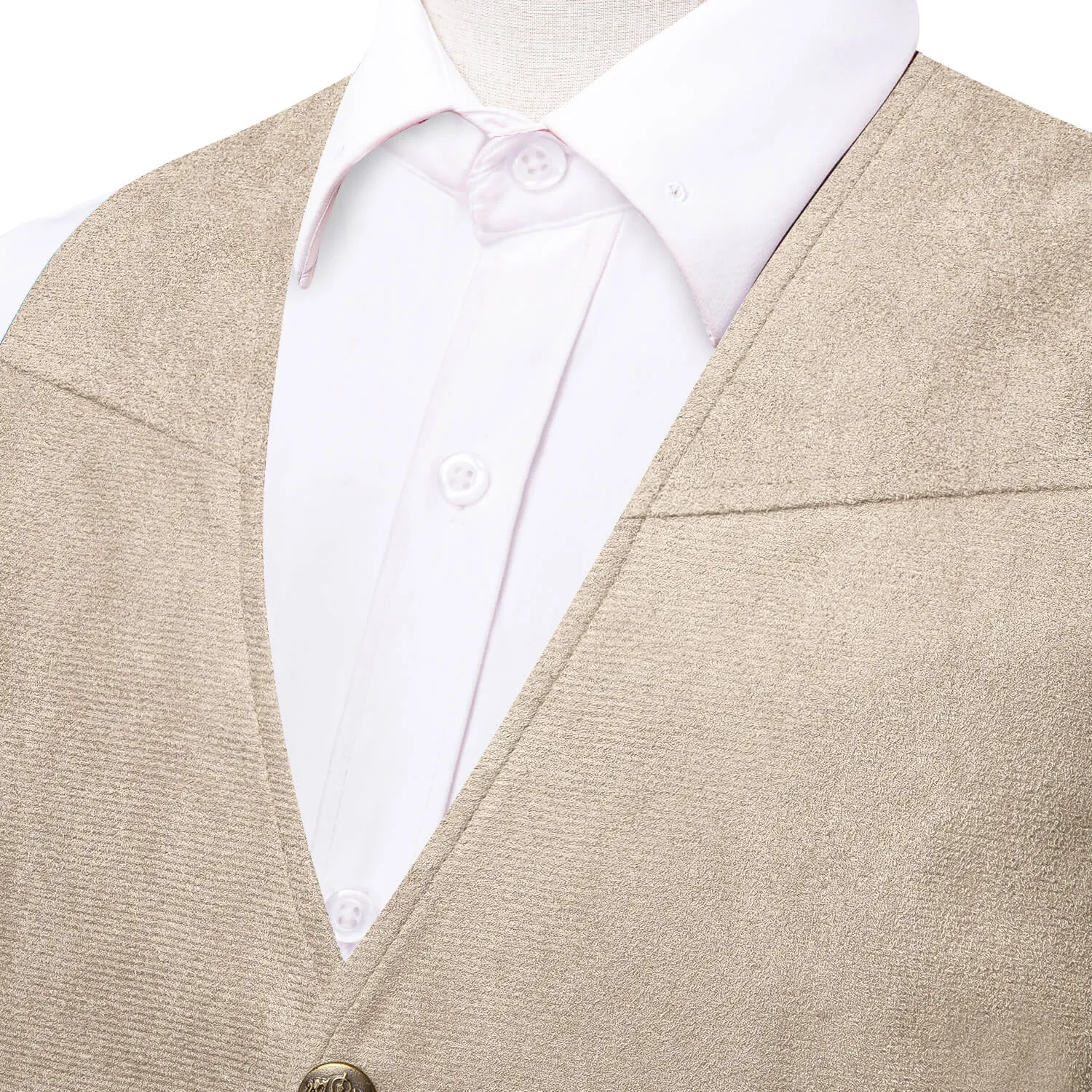 Ties2you Men's Suede Leather Vest Solid Light Camel Style Dress Vest Waistcoat sold by Ties2You product image thumbnail 3