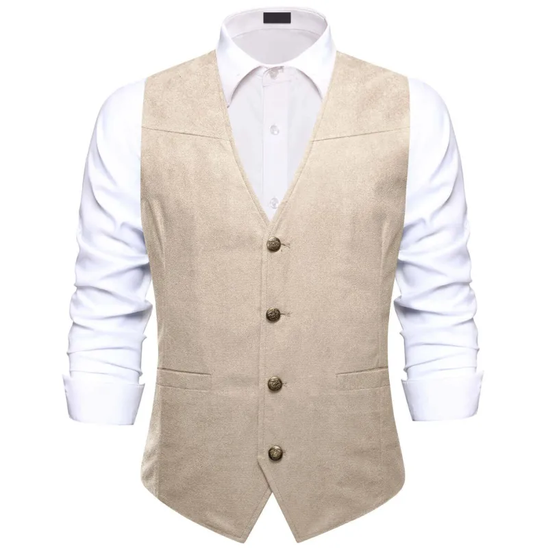 Ties2you Men's Suede Leather Vest  Solid Light Camel Style Dress Vest Waistcoat sold by Ties2You