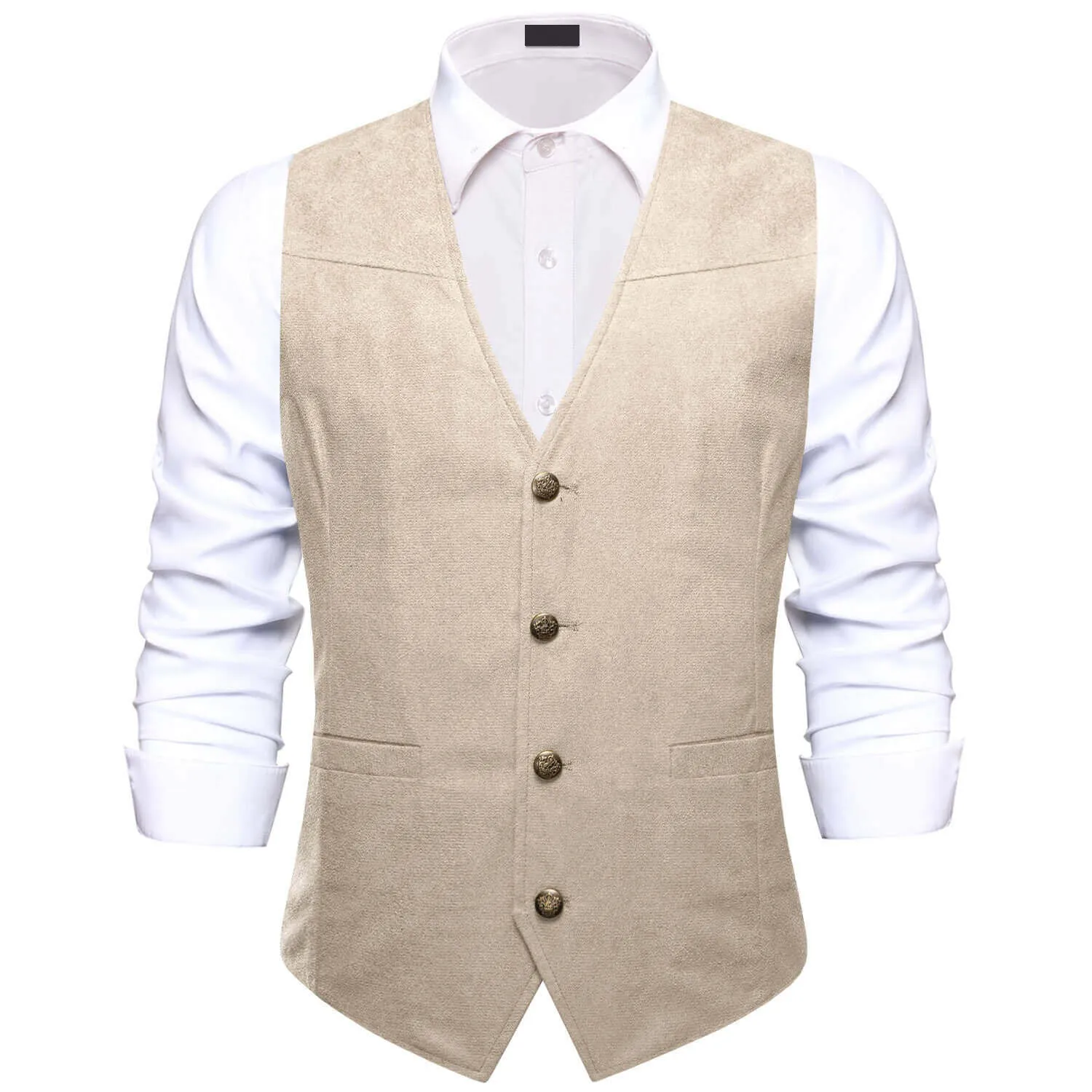 Ties2you Men's Suede Leather Vest Solid Light Camel Style Dress Vest Waistcoat sold by Ties2You