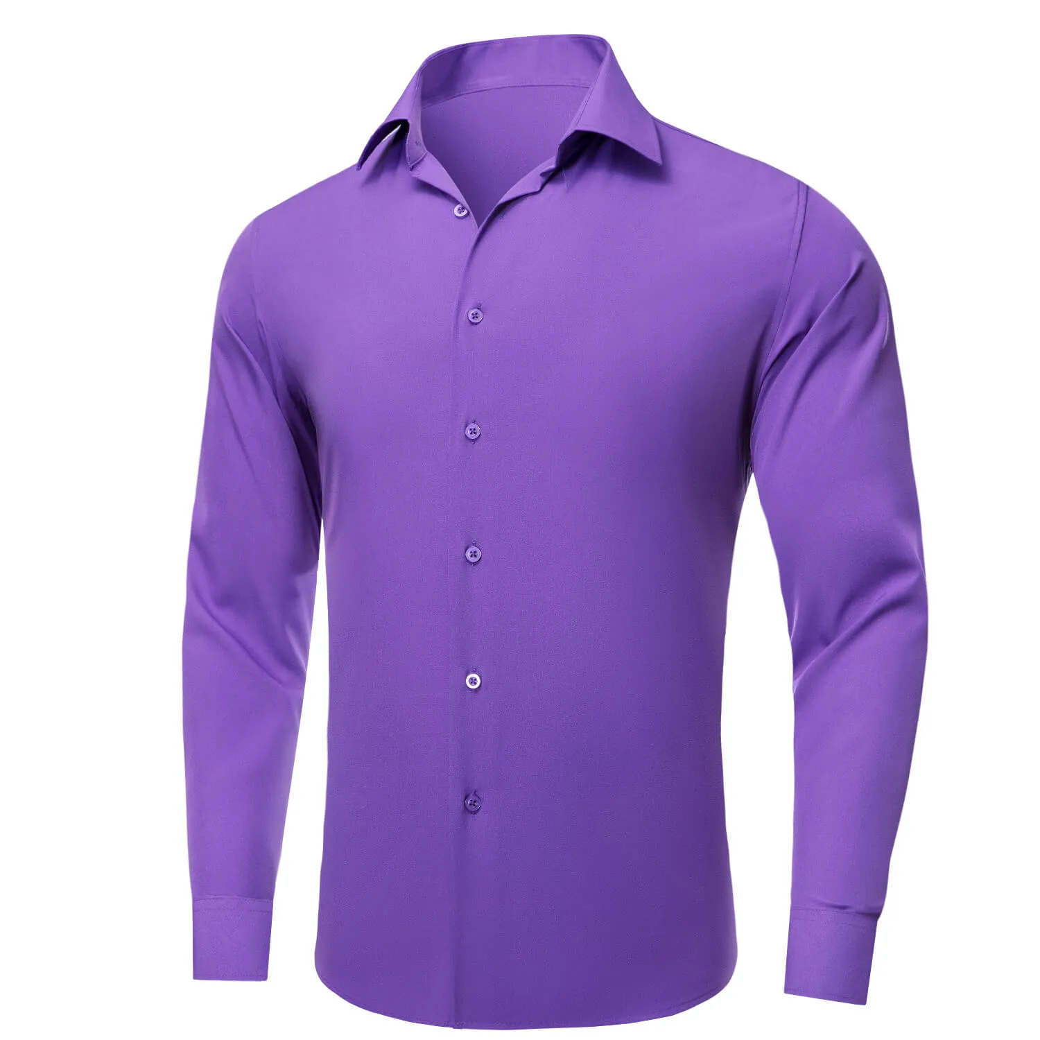 Ties2you Button Down Shirt Silk Solid Medium Purple Men's Long Sleeve Shirt sold by Ties2You product image thumbnail 2