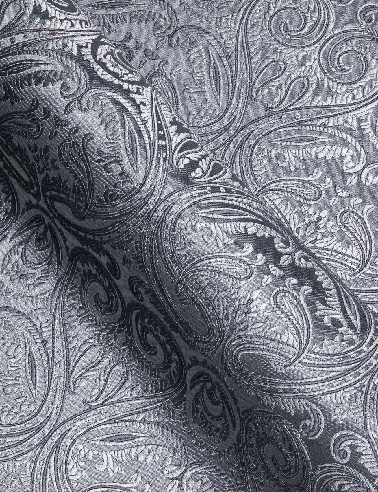Ties2you Mens Silver 70s Disco Shirt Paisley Long Sleeve Button Down Shirt sold by Ties2You product image thumbnail 5