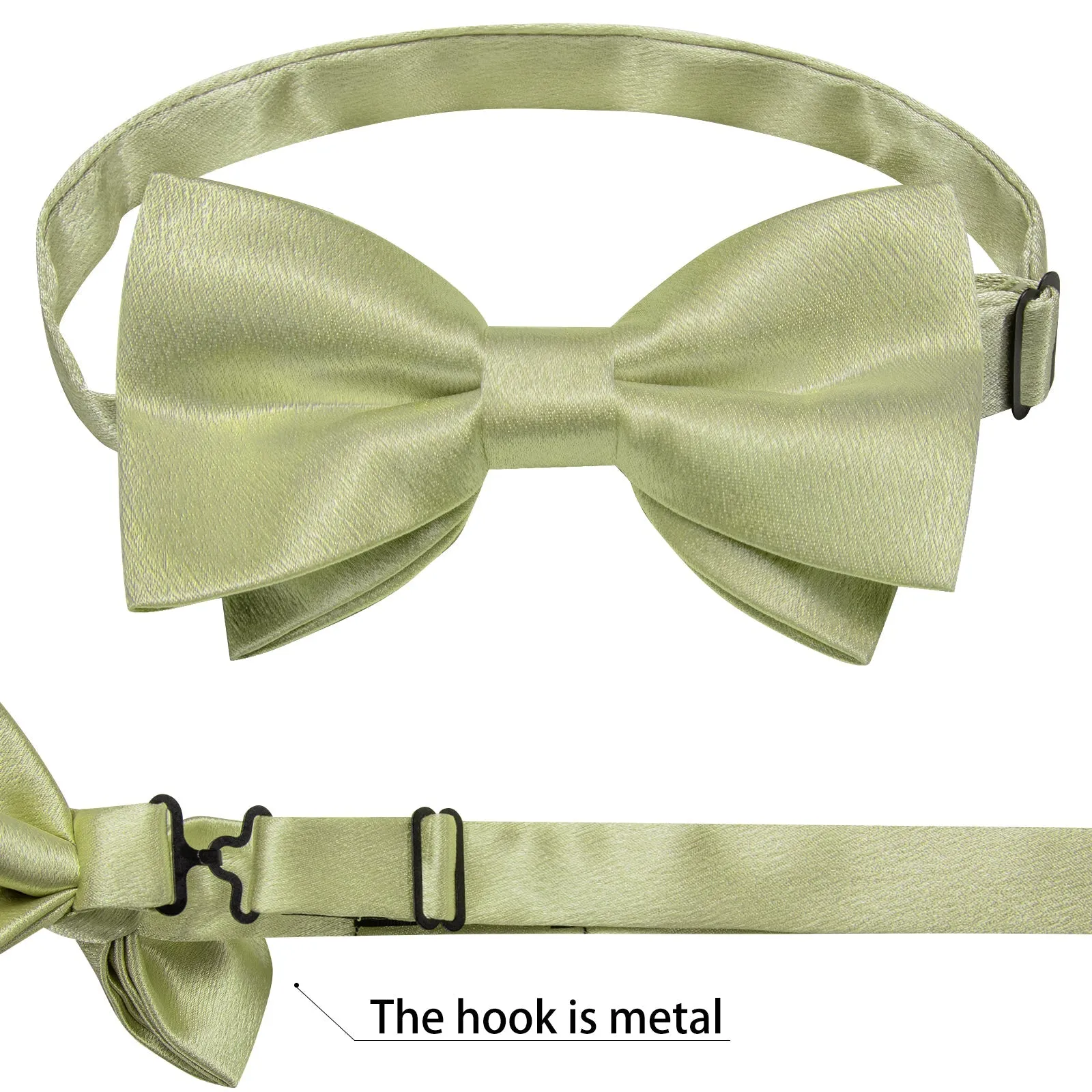 Avocado Green Solid Shining Silk Men Vest Necktie Bow Tie Handkerchief Cufflinks Set sold by Ties2You product image thumbnail 3