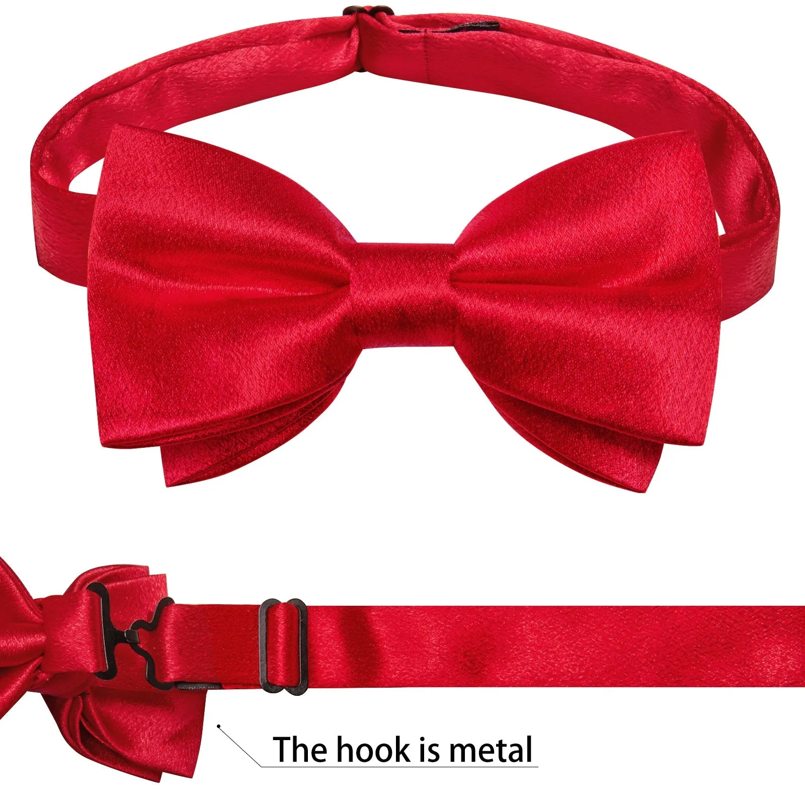 Classic Red Solid Shining Silk Men Vest Necktie Bow Tie Handkerchief Cufflinks Set sold by Ties2You product image thumbnail 3