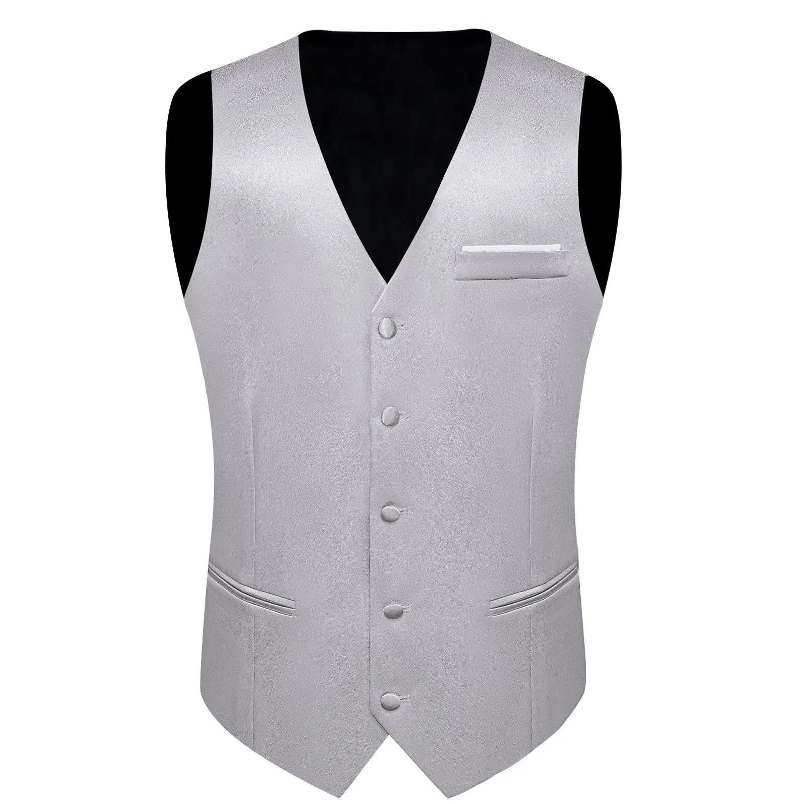 Ties2you Silver Suit Waistcoat Solid Formal Prom Dress Vest Tie Hanky Cufflinks Set sold by Ties2You product image thumbnail 4
