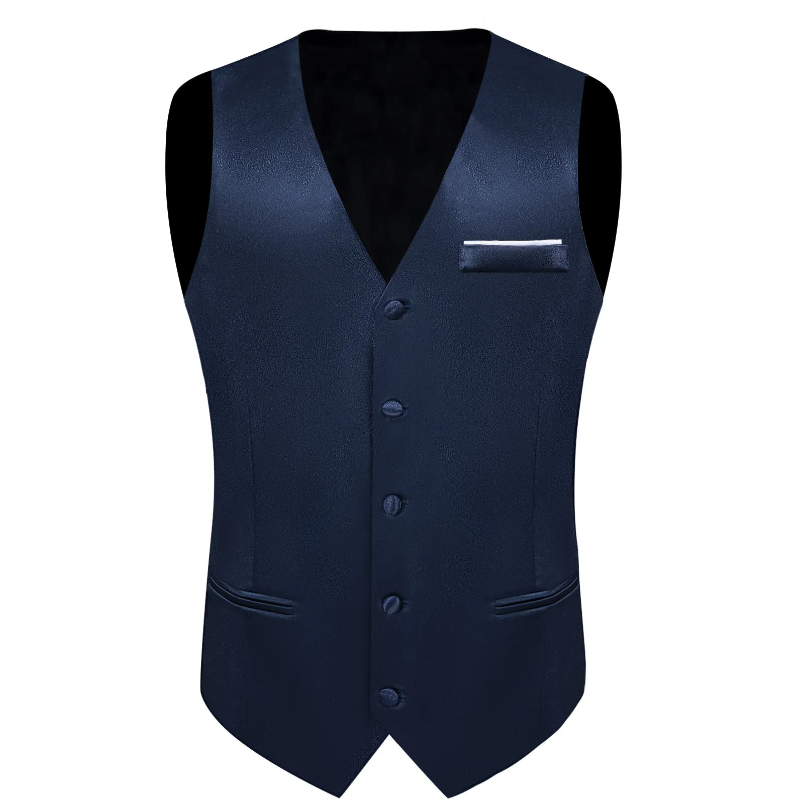 Ties2you Mens Navy Blue Suit Vest Solid V-neck Vest Necktie Necktie Pocket Square Cufflinks Set sold by Ties2You product image thumbnail 4