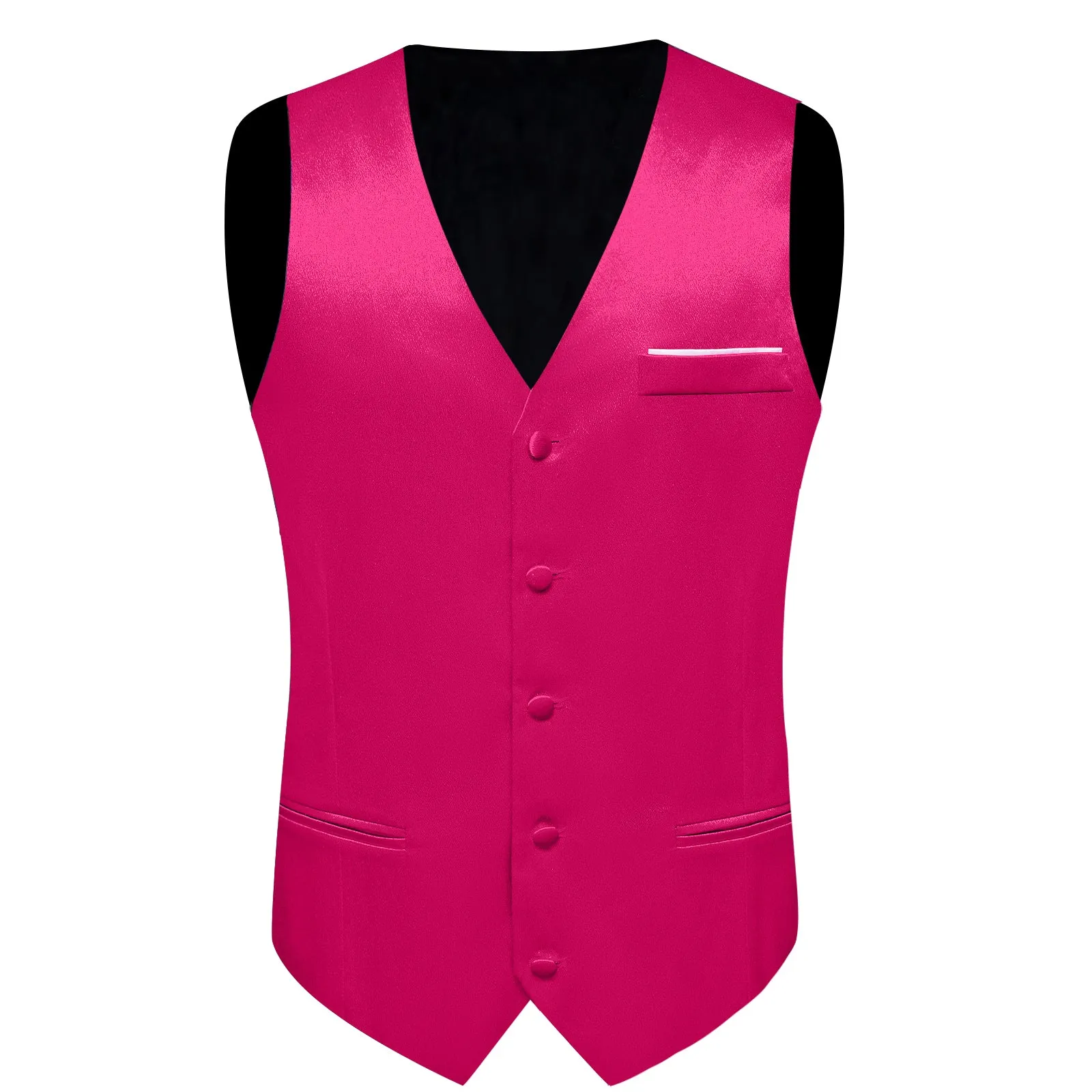 Ties2you Fuchsia Pink Suit Waistcoat Solid Casual Dress Vest Tie Hanky Cufflinks Set sold by Ties2You product image thumbnail 4