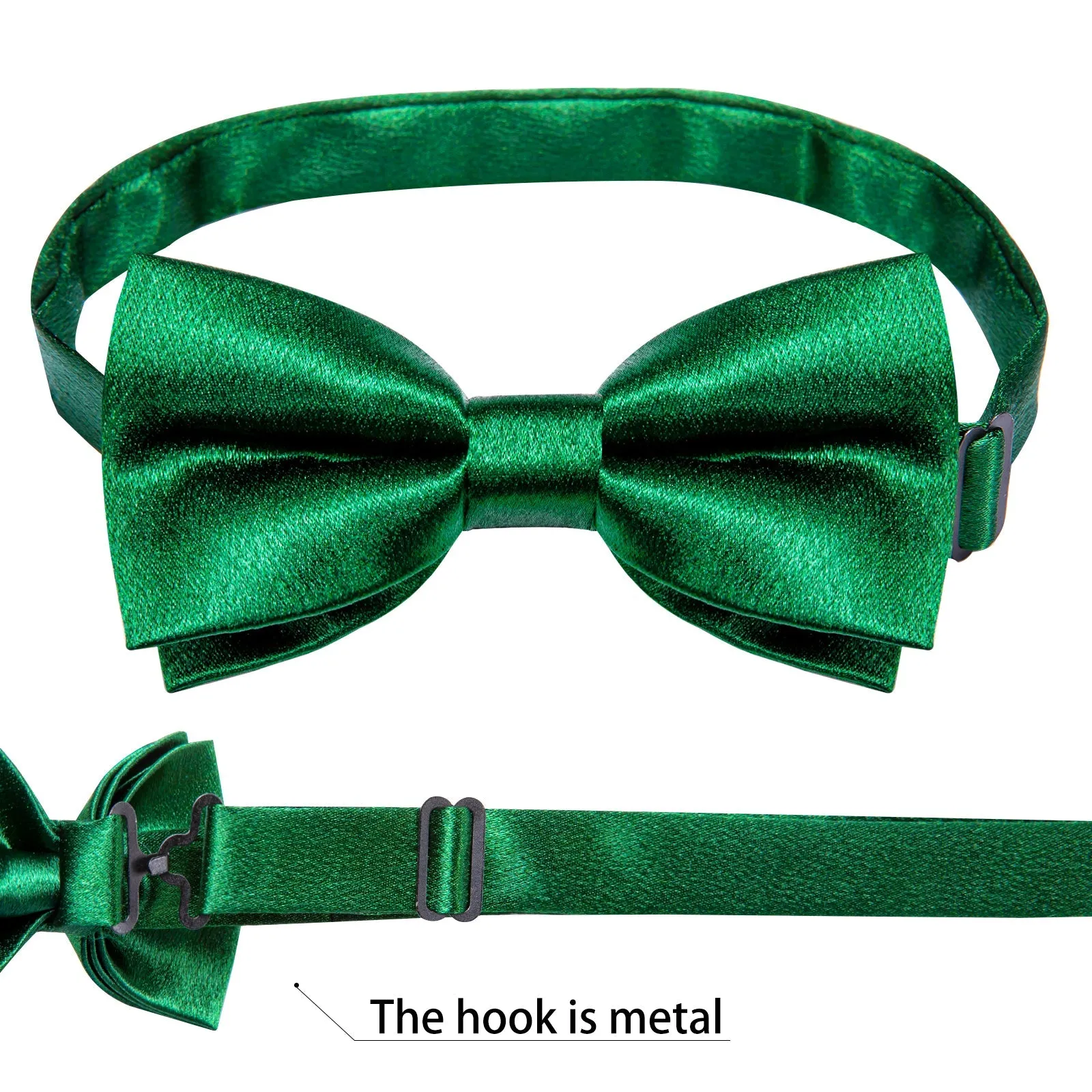 Green Solid Shining Silk Men Vest Necktie Bow Tie Handkerchief Cufflinks Set sold by Ties2You product image thumbnail 3